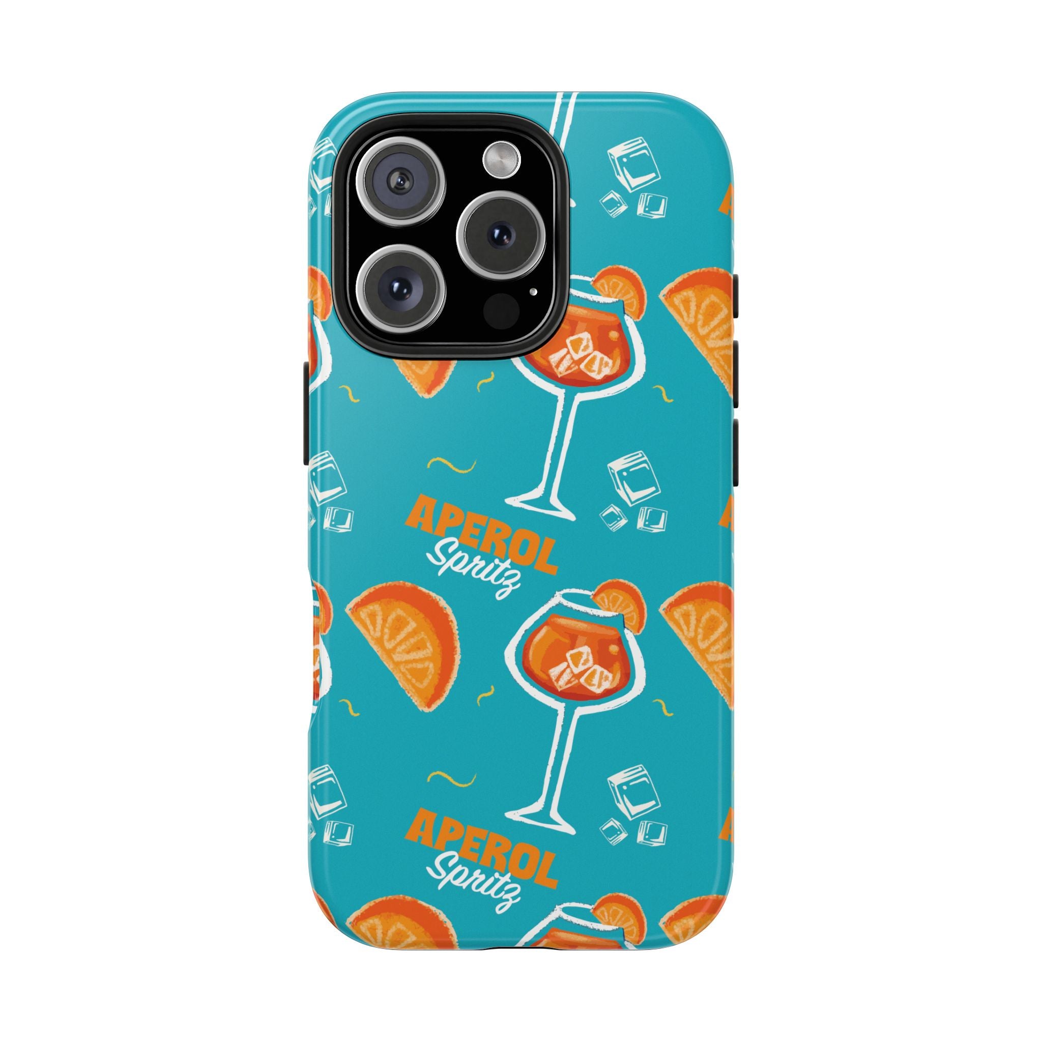 Aperol Spritz Tough Phone Case — Turquoise Cocktail Pattern Protective Cover