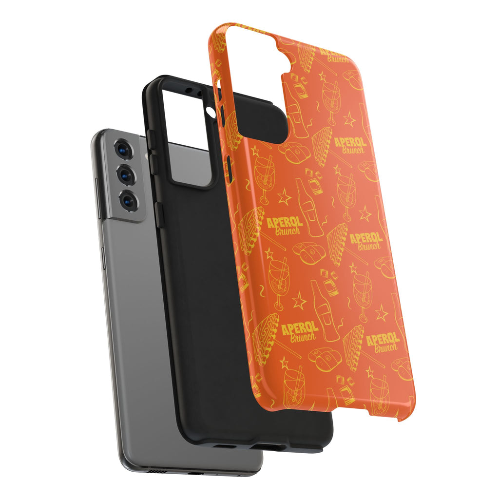 Aperol Spritz Tough Phone Case — Bright Orange Cocktail Pattern, Summer Barware Design