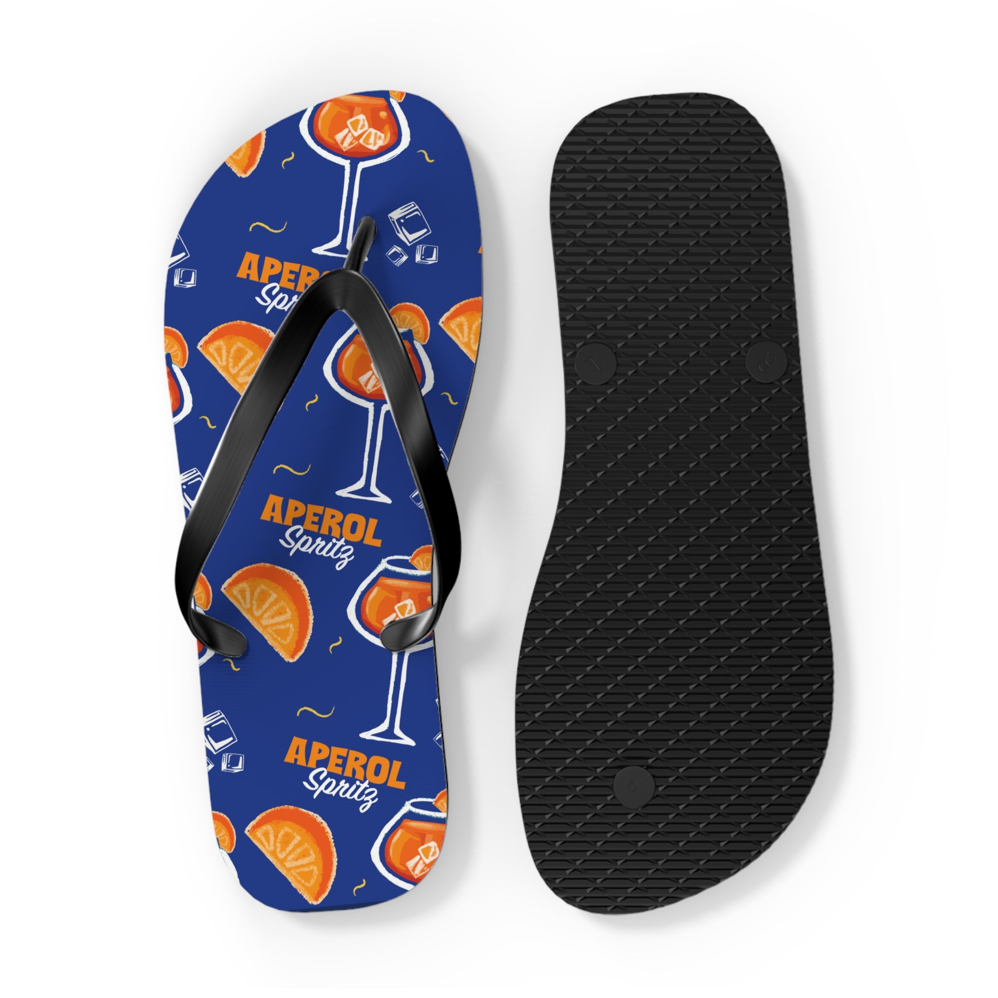 Aperol Spritz Flip Flops — Summer Cocktail Pattern Beach Sandals