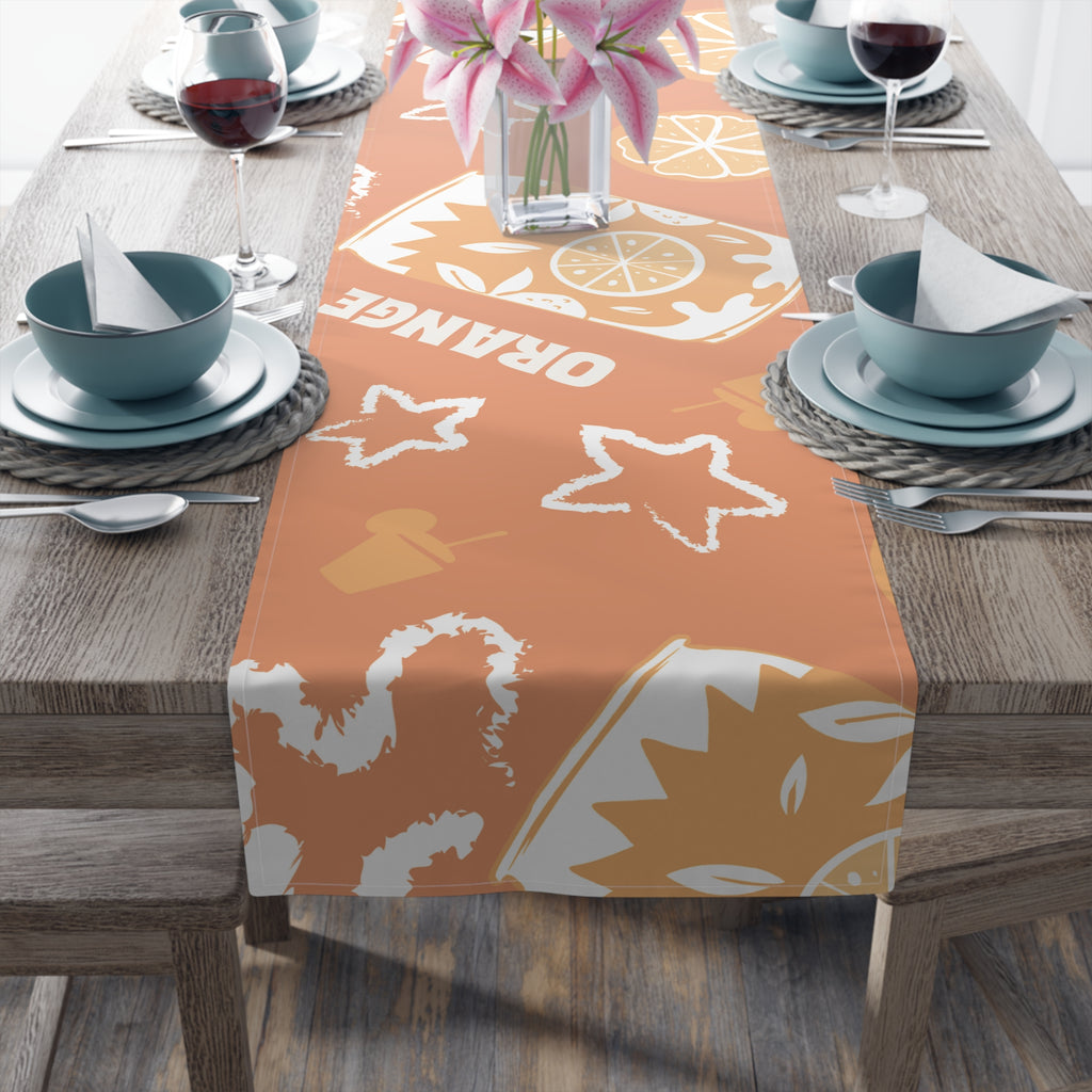 Orange Citrus Pattern Table Runner – Citrus Summer Table Decor