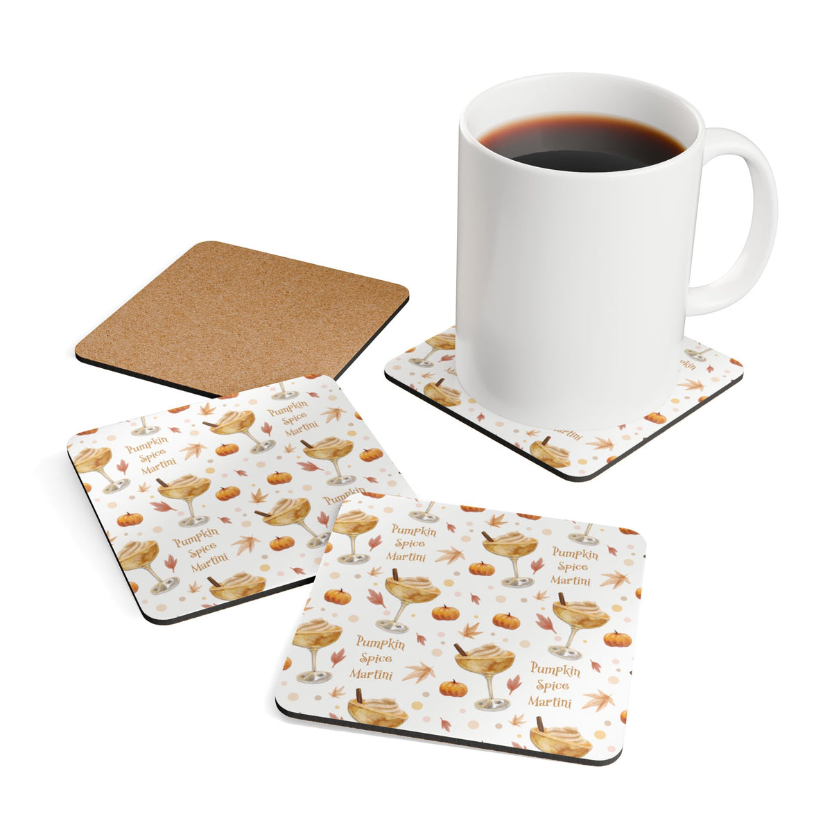 Pumpkin Spice Martini Cork Coaster Set of 4 — White Pumpkin Collection Inspired Design