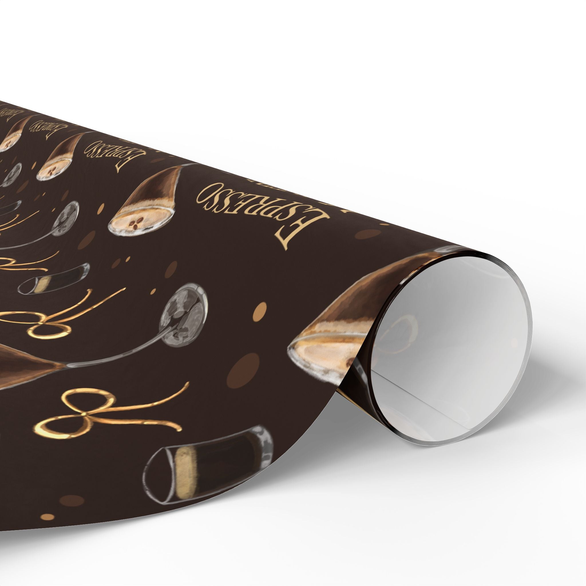 Espresso Martini Wrapping Paper Roll — Dark Brown Espresso Collection Inspired Design