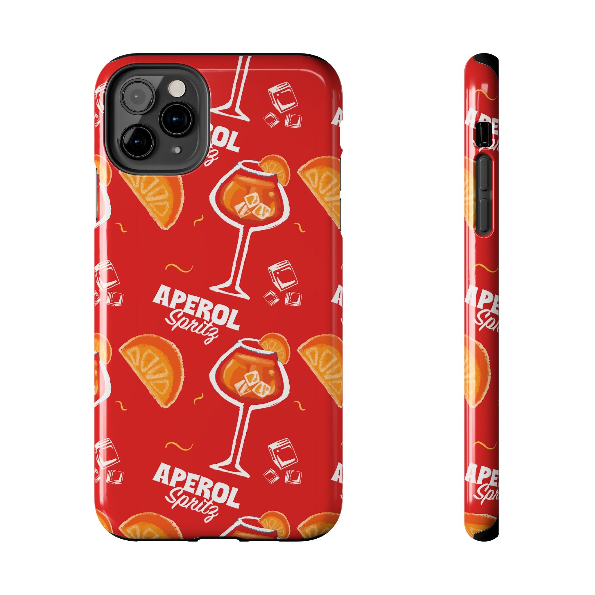 Aperol Spritz Tough Phone Case — Red Cocktail Pattern Protective Cover