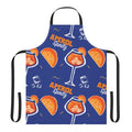 Aperol Spritz Pattern Apron — Blue Cocktail Kitchen Apron with Orange Slice Design