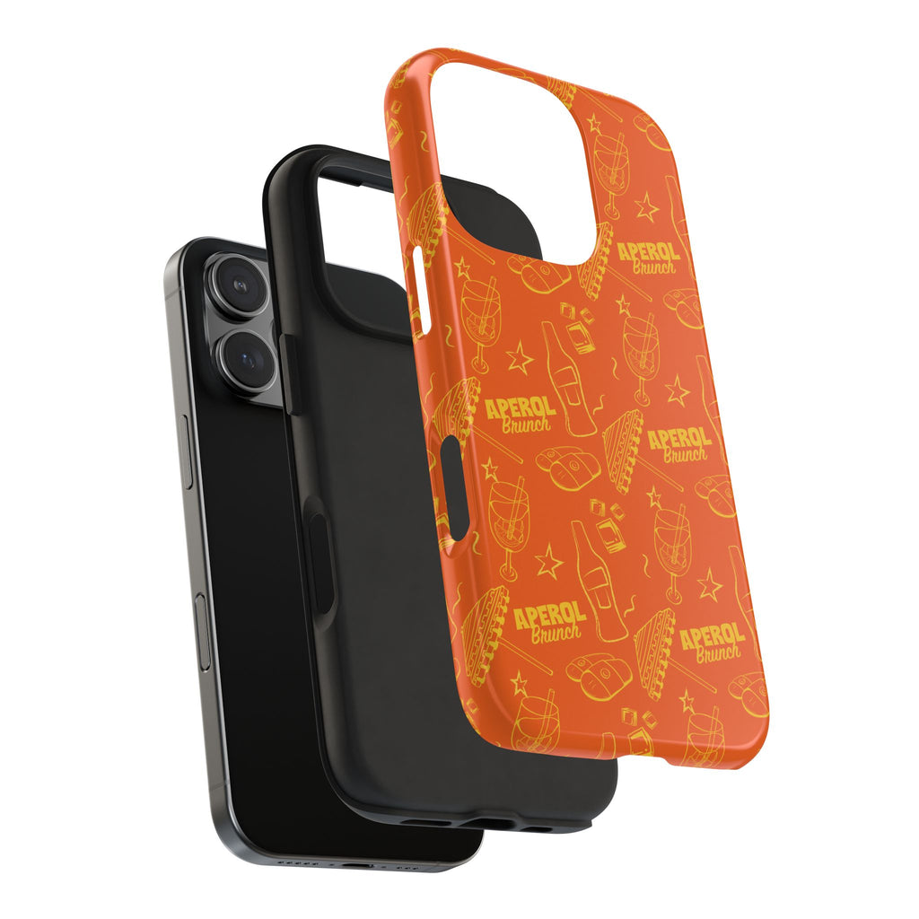 Aperol Spritz Tough Phone Case — Bright Orange Cocktail Pattern, Summer Barware Design