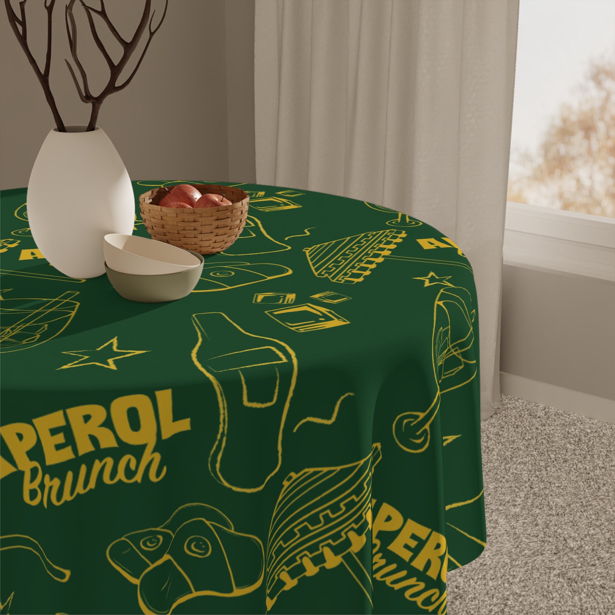 Aperol Brunch Collection Tablecloth — Green Brunch Inspired Design