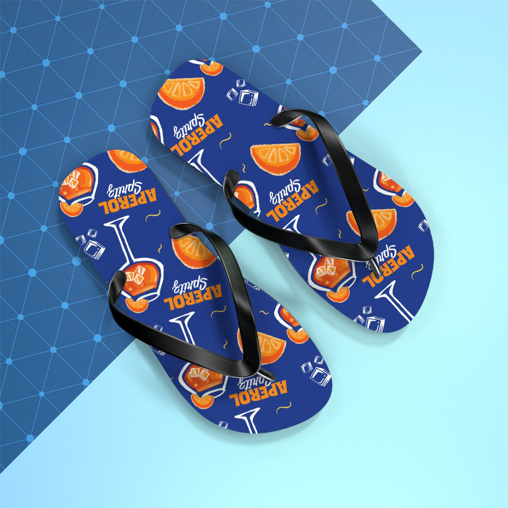 Aperol Spritz Flip Flops — Summer Cocktail Pattern Beach Sandals