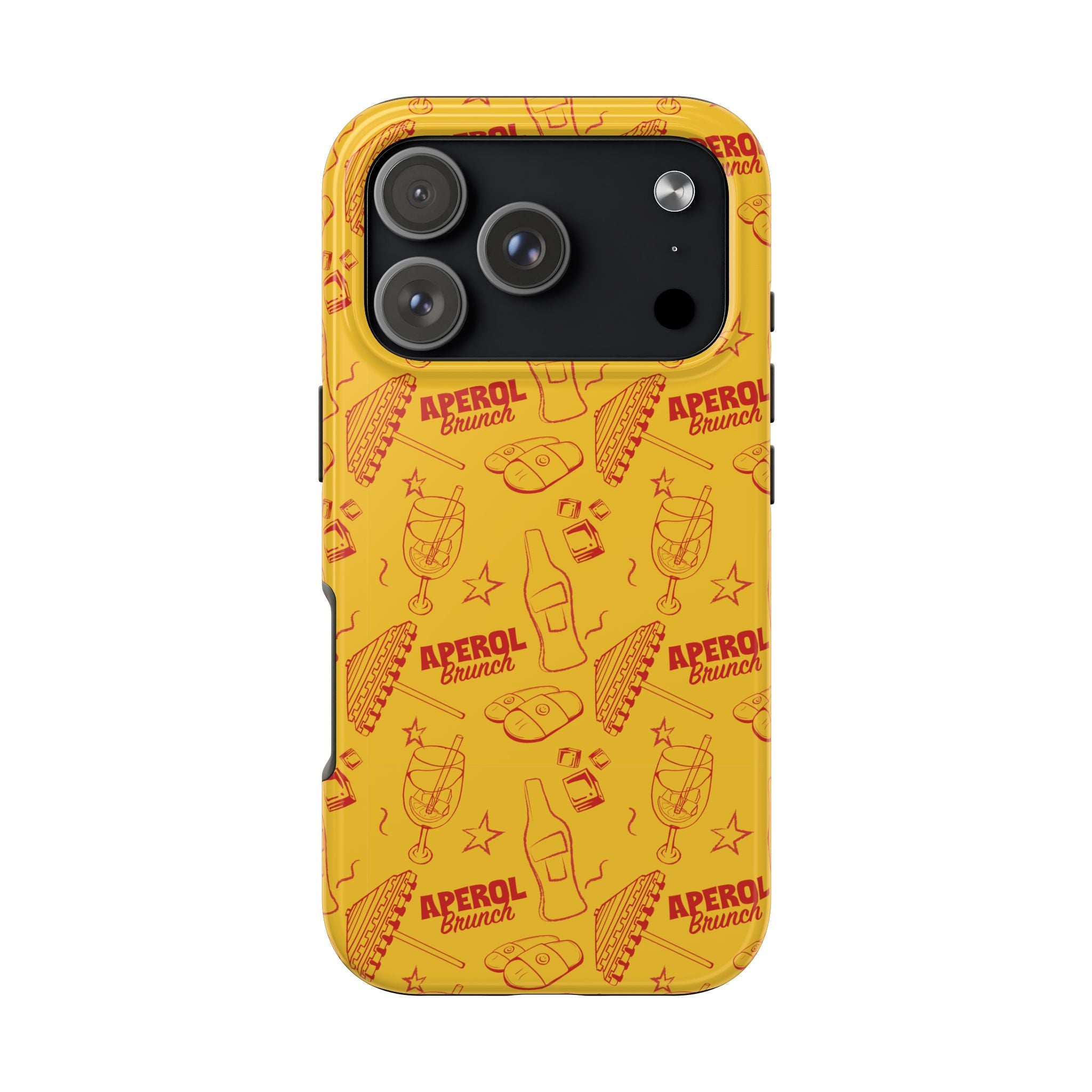 Aperol Brunch Tough Phone Case — Yellow Cocktail Patterned Protective Cover