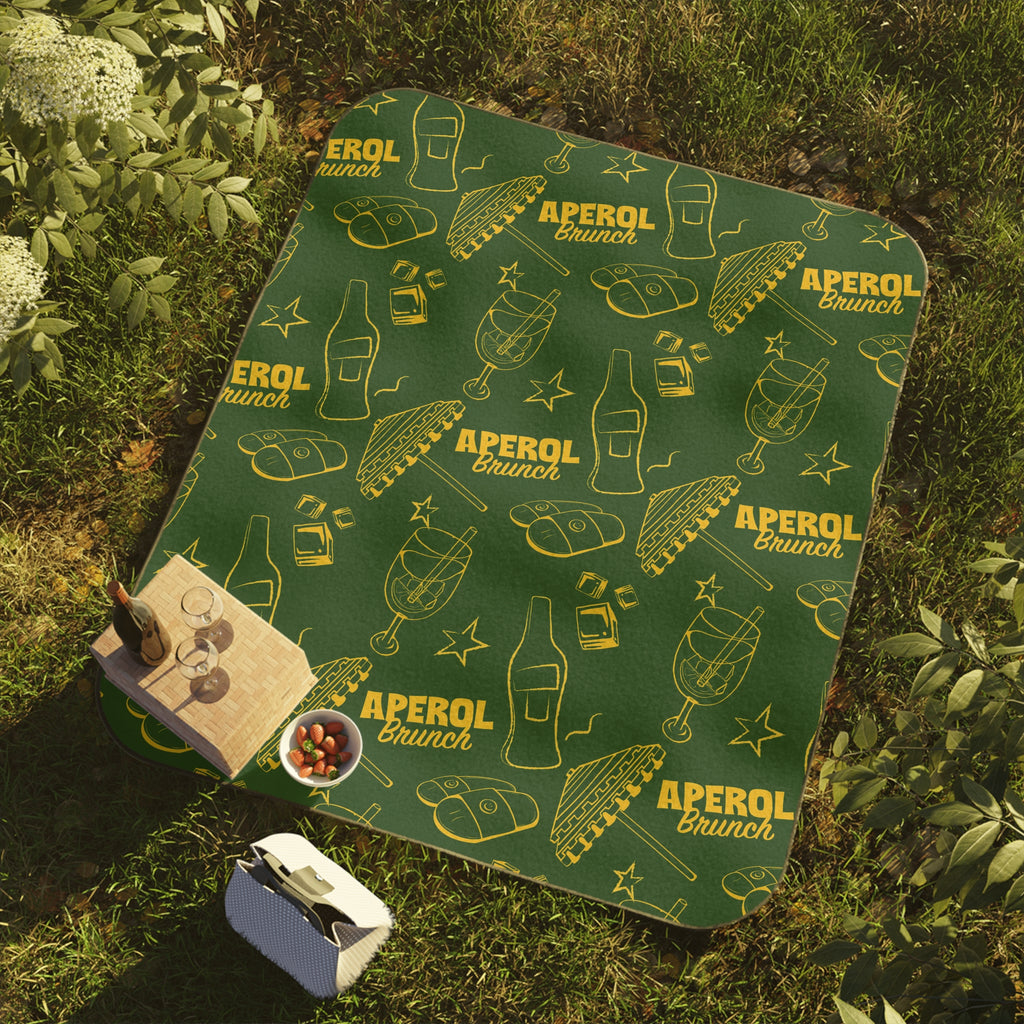 Aperol Brunch Picnic Blanket — Green Aperol Inspired Design