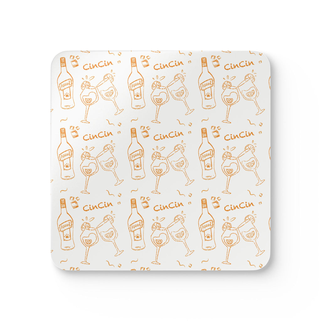 Cin Cin Corkwood Coaster Set (4-Pack) – White Cin Cin Brunch Collection Inspired Design