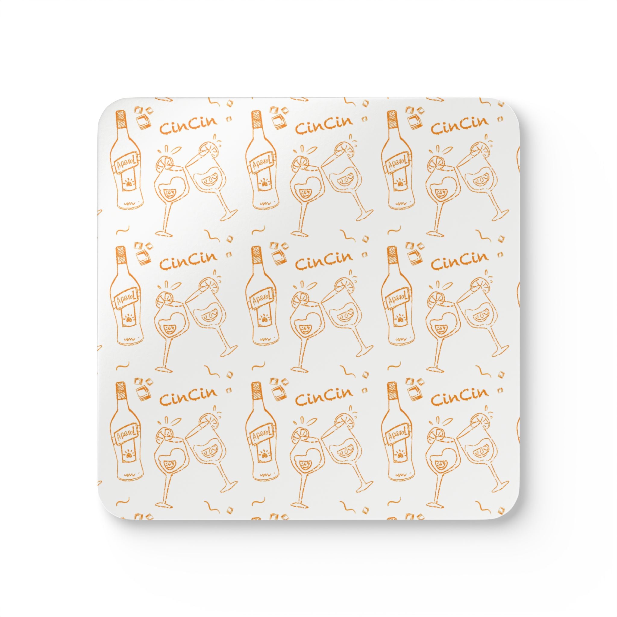 Cin Cin Corkwood Coaster Set (4-Pack) – White Cin Cin Brunch Collection Inspired Design