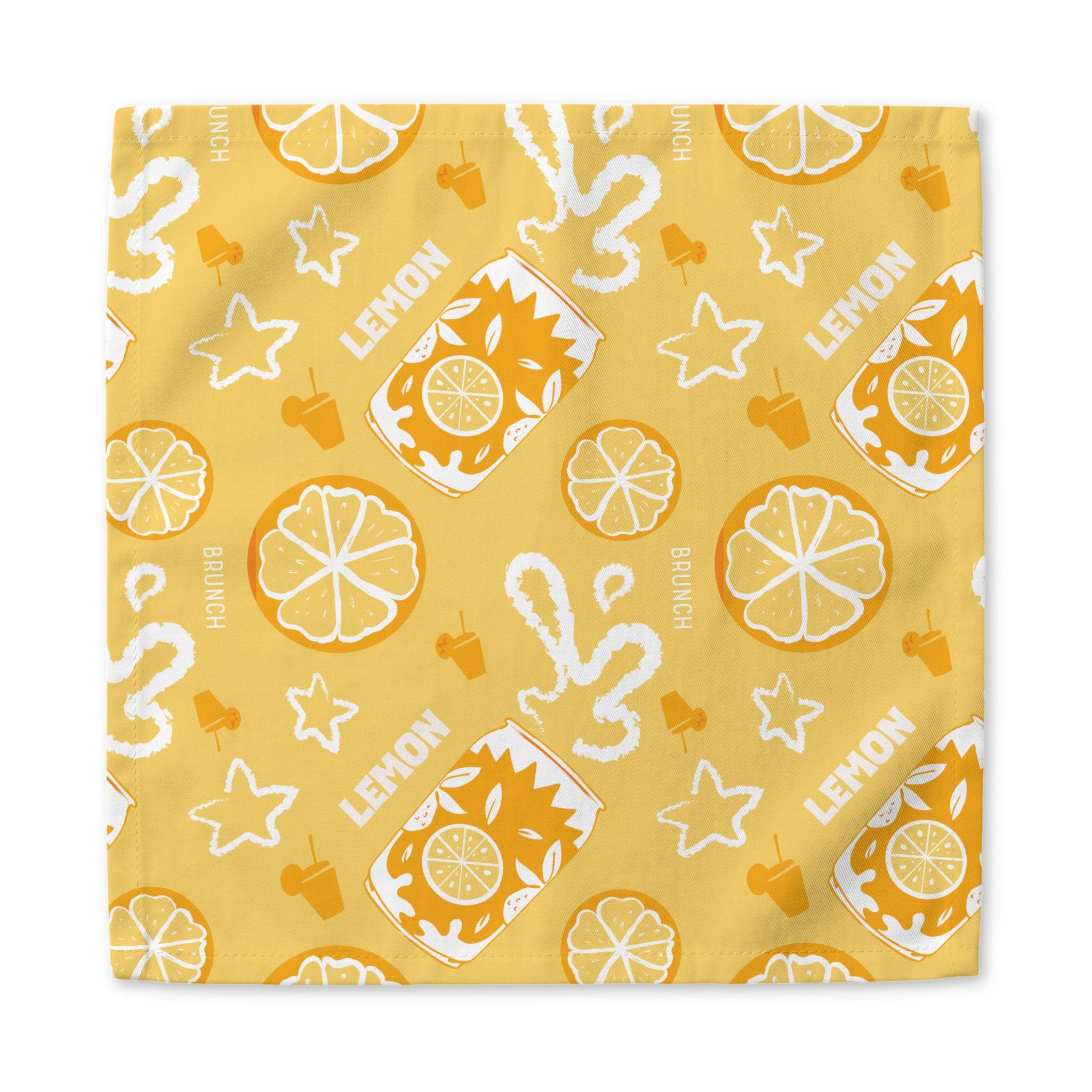 Lemon Brunch Cotton Twill Napkin — Bright Citrus Table Decor