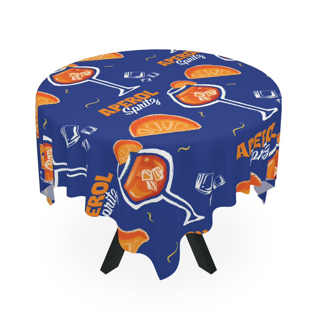 Aperol Spritz Tablecloth — Bright Blue Cocktail Party Table Cover