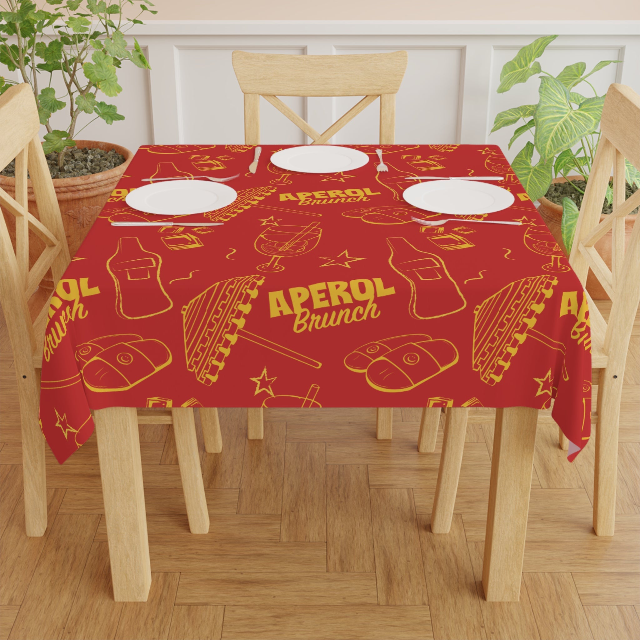 Aperol Brunch Collection Tablecloth — Red Brunch Inspired Design
