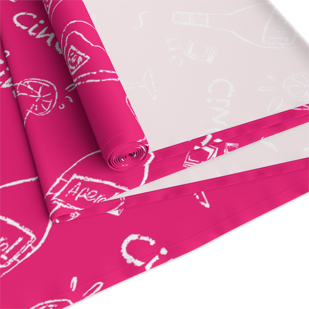 Cin Cin Spritz Table Runner — Magenta Citrus Cocktail Pattern