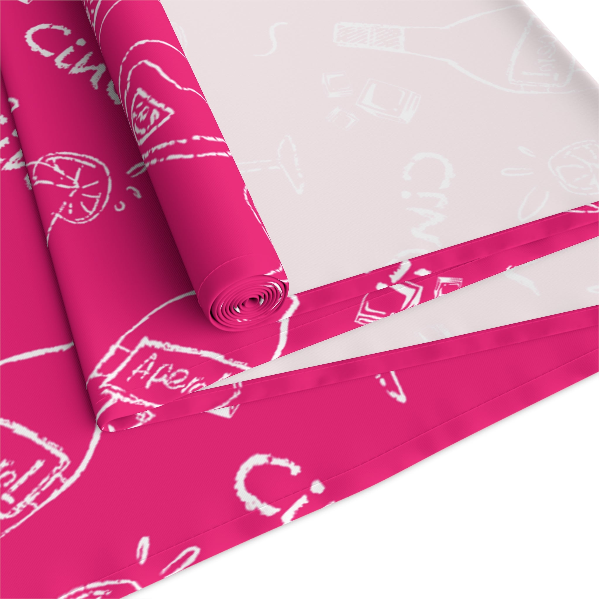 Cin Cin Spritz Table Runner — Magenta Citrus Cocktail Pattern