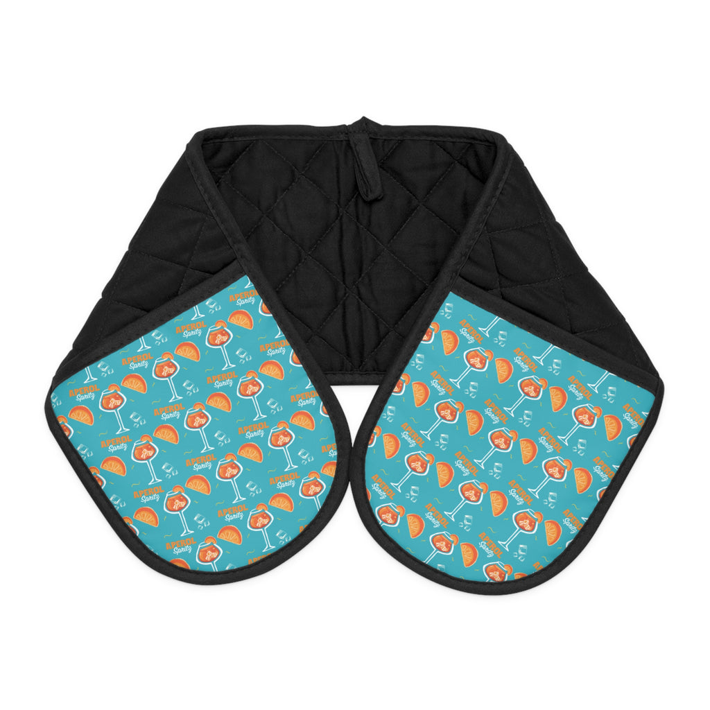 Aperol Spritz Turquoise Double Oven Mitt — Citrus Kitchen Decor
