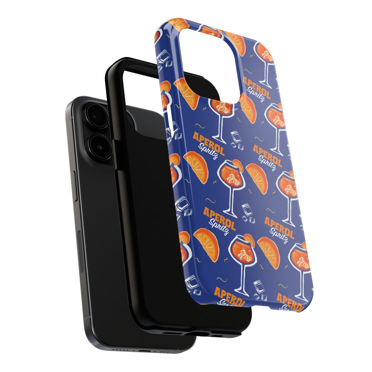 Aperol Spritz Tough Phone Case — Blue Cocktail Pattern Protective Cover