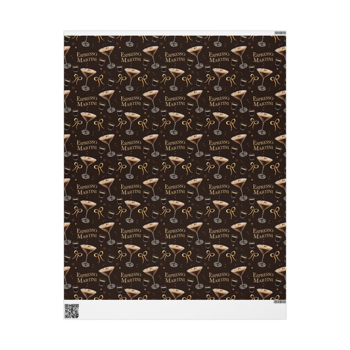 Espresso Martini Wrapping Paper Roll — Dark Brown Espresso Collection Inspired Design