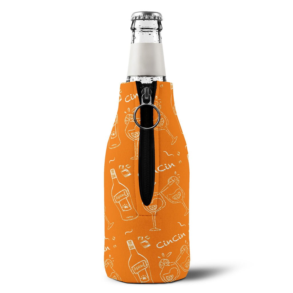 Cin Cin Zip-Up Bottle Cooler Sleeve - Orange Cin Cin Collection Inspired Design