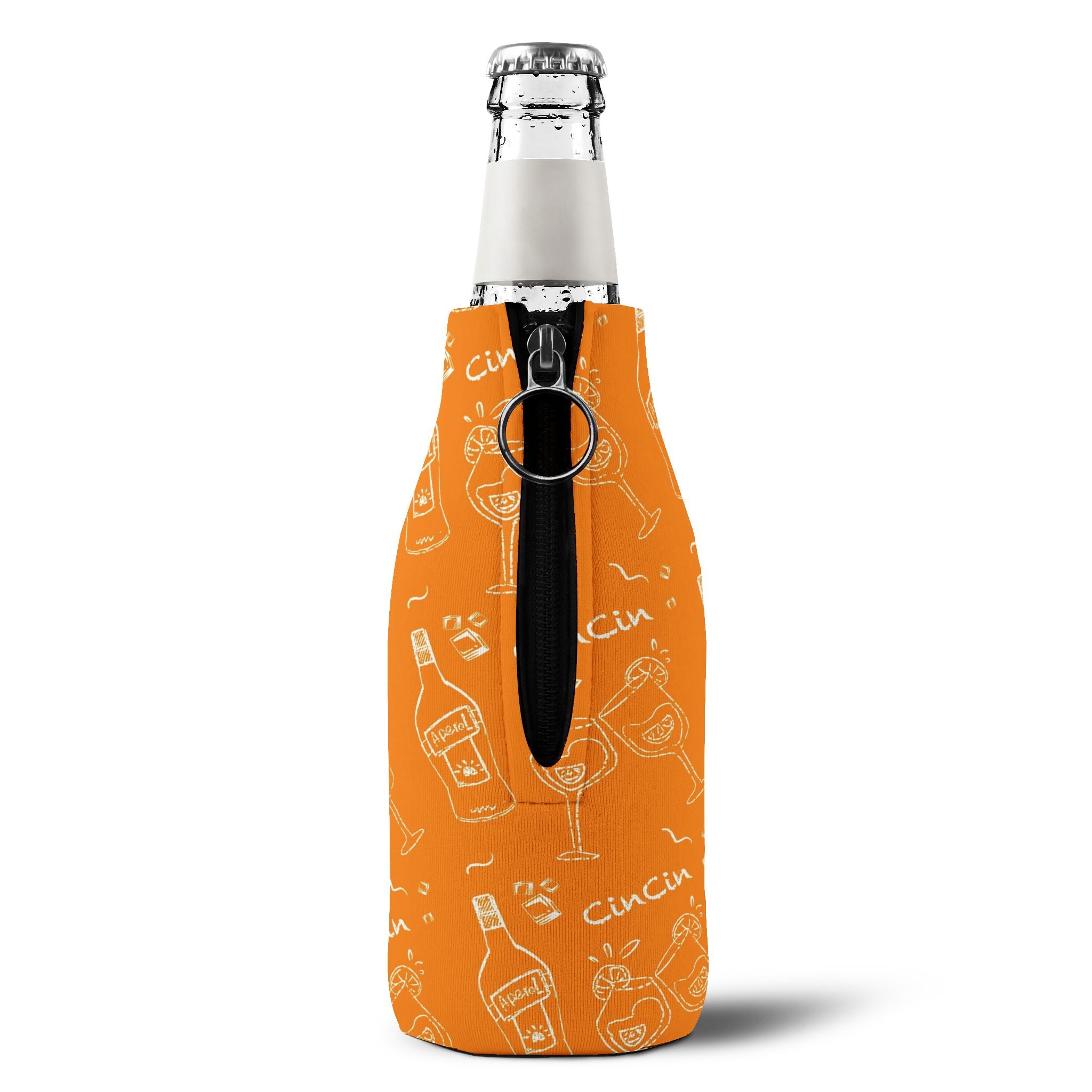 Cin Cin Zip-Up Bottle Cooler Sleeve - Orange Cin Cin Collection Inspired Design