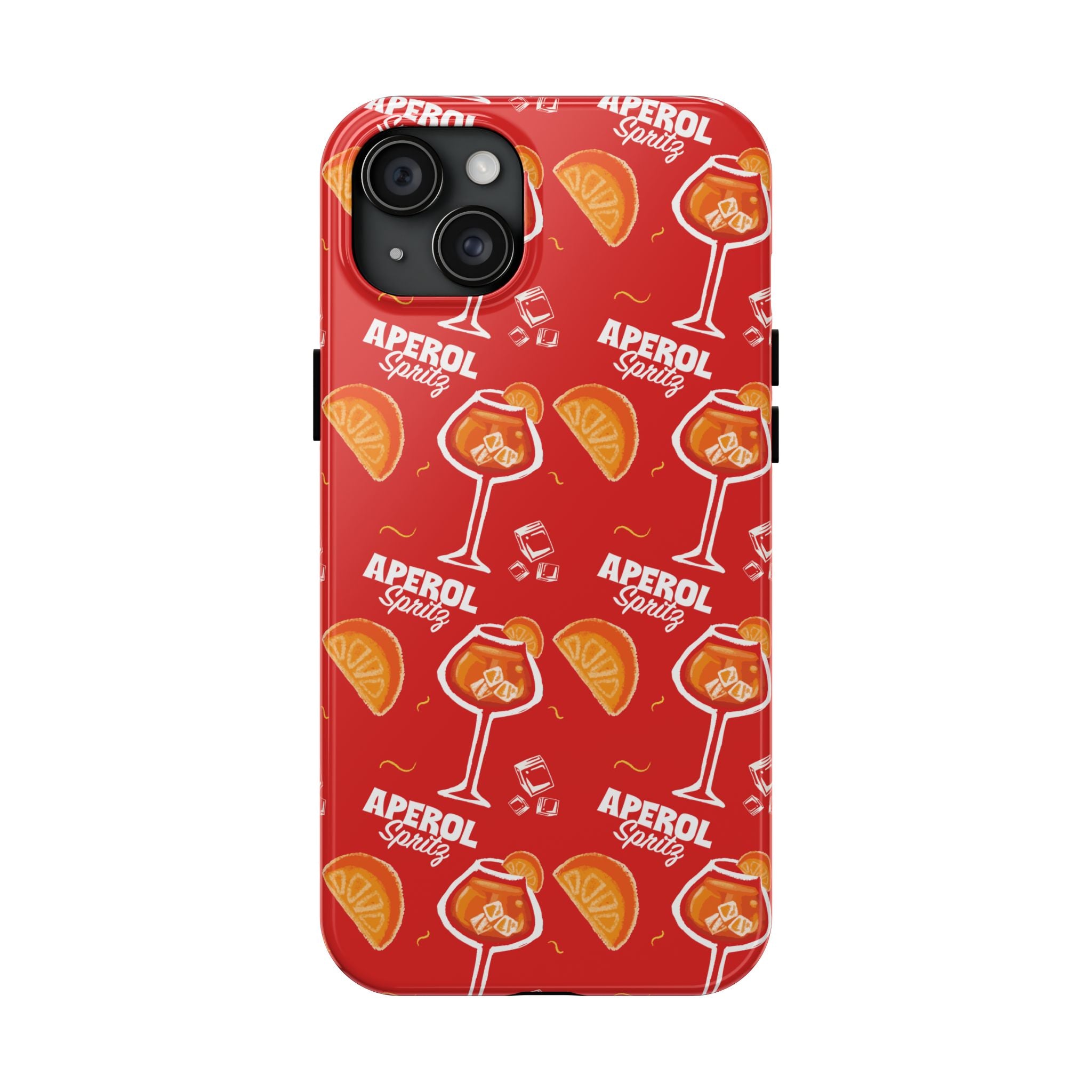 Aperol Spritz Tough Phone Case — Red Cocktail Pattern Protective Cover