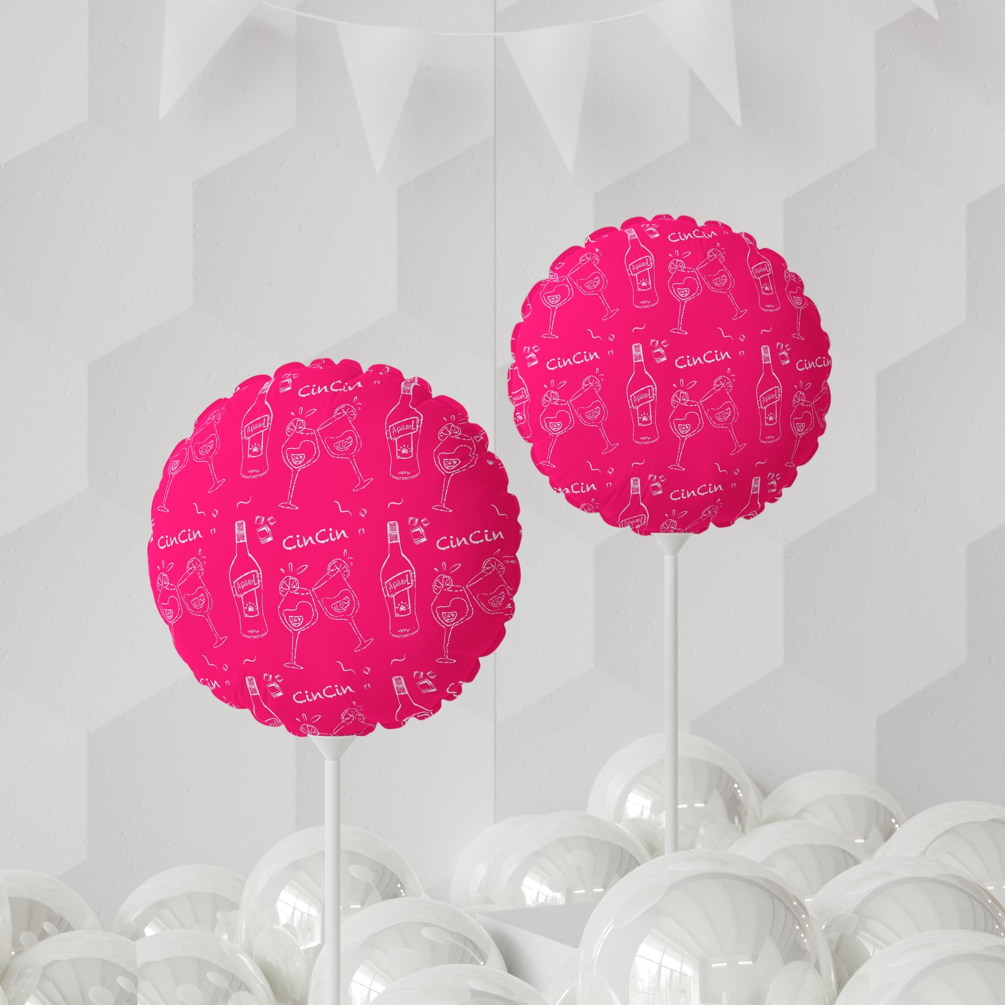 Cin Cin 11" Round Balloon — Pink Cin Cin Collection Inspired Design