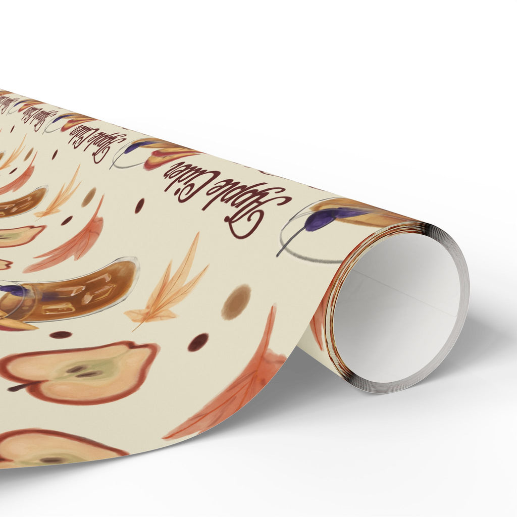 Apple Cider Old Fashioned Wrapping Paper Roll — Beige Apple Cider Collection Inspired Design