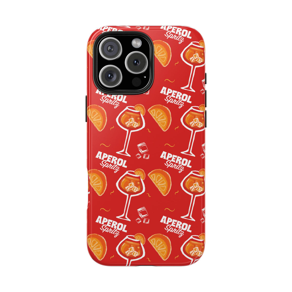 Aperol Spritz Tough Phone Case — Red Cocktail Pattern Protective Cover