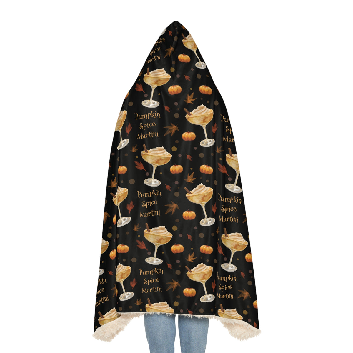 Pumpkin Spice Martini Hooded Throw Blanket — Black Pumpkin Collection Inspired Design