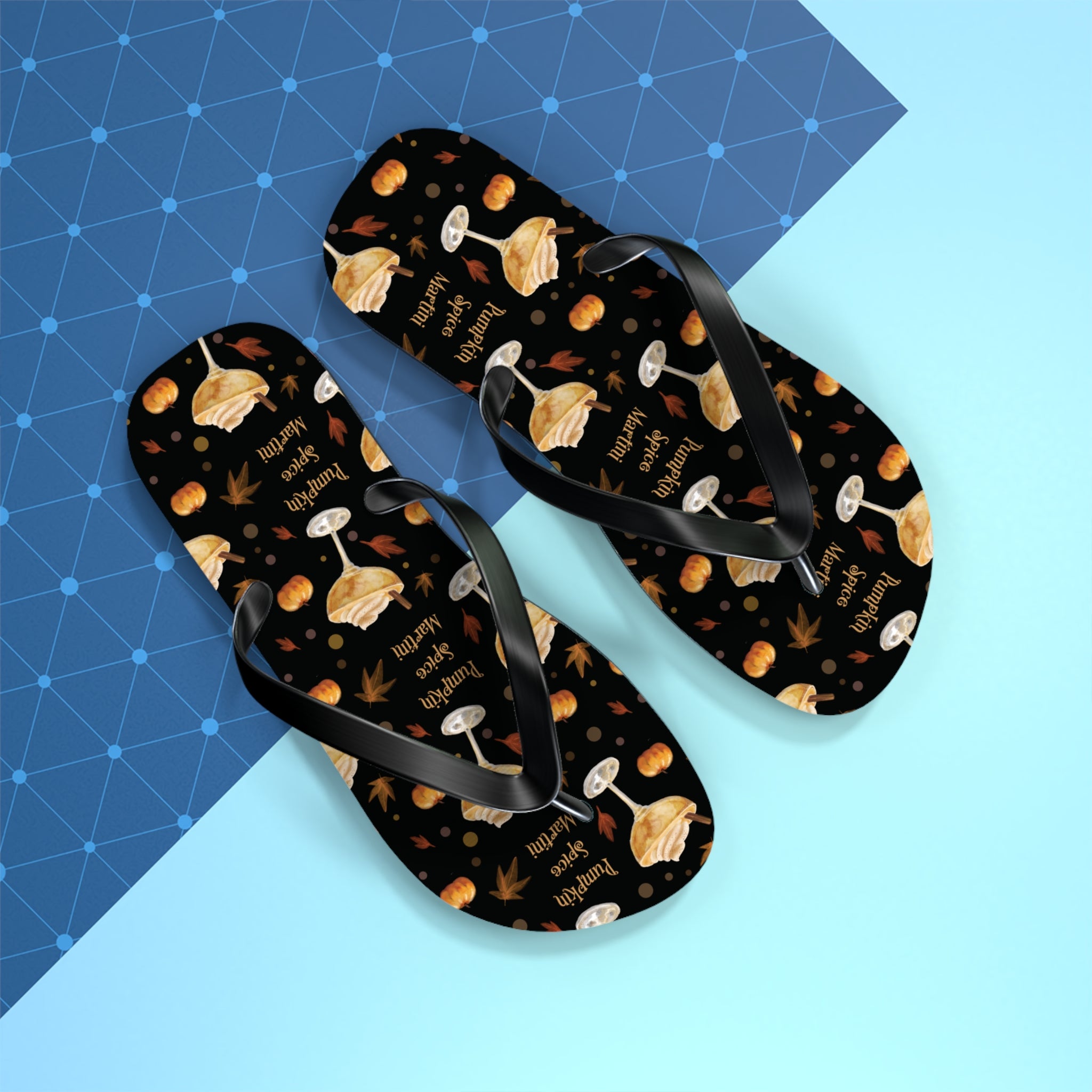 Pumpkin Spice Martini Flip Flops — Black Pumpkin Collection Inspired Design