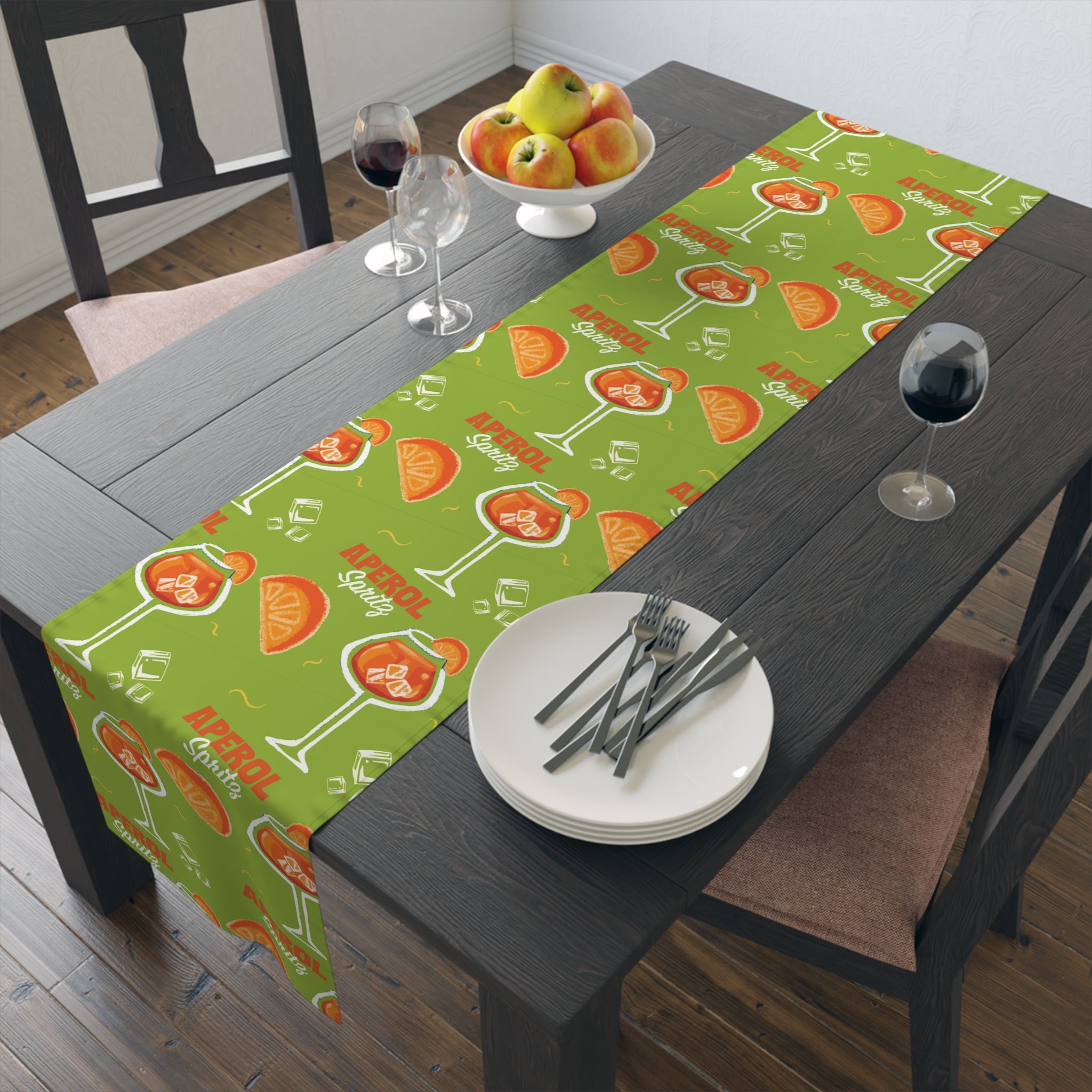 Aperol Spritz Table Runner – Green Cocktail Party Decor