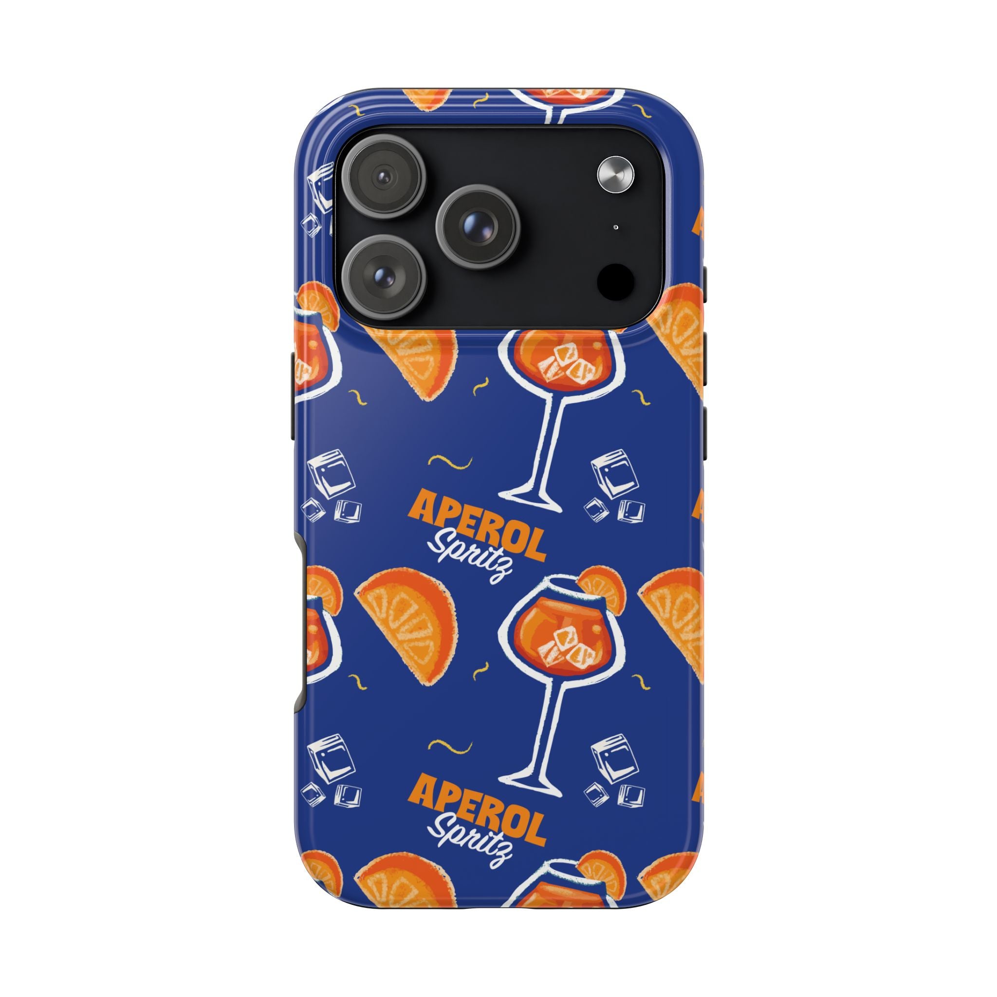 Aperol Spritz Tough Phone Case — Blue Cocktail Pattern Protective Cover