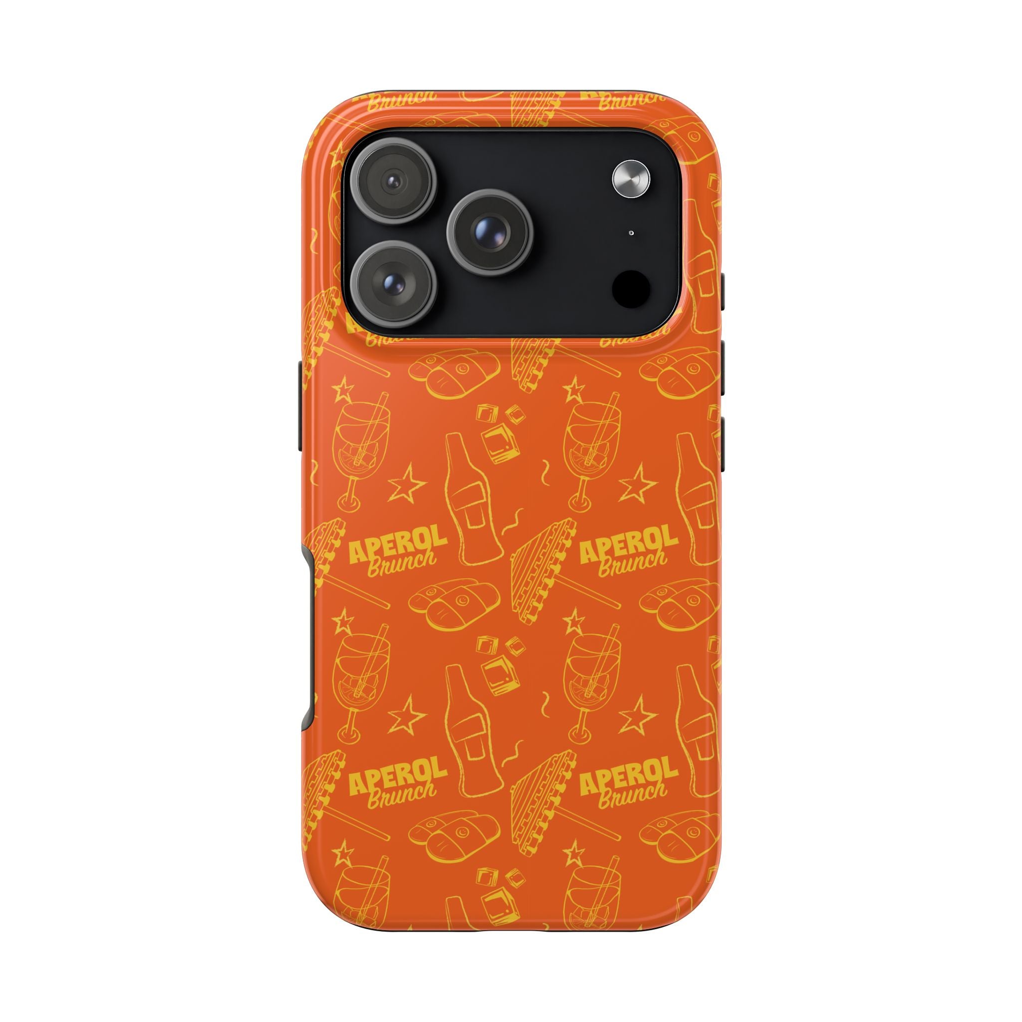 Aperol Spritz Tough Phone Case — Bright Orange Cocktail Pattern, Summer Barware Design