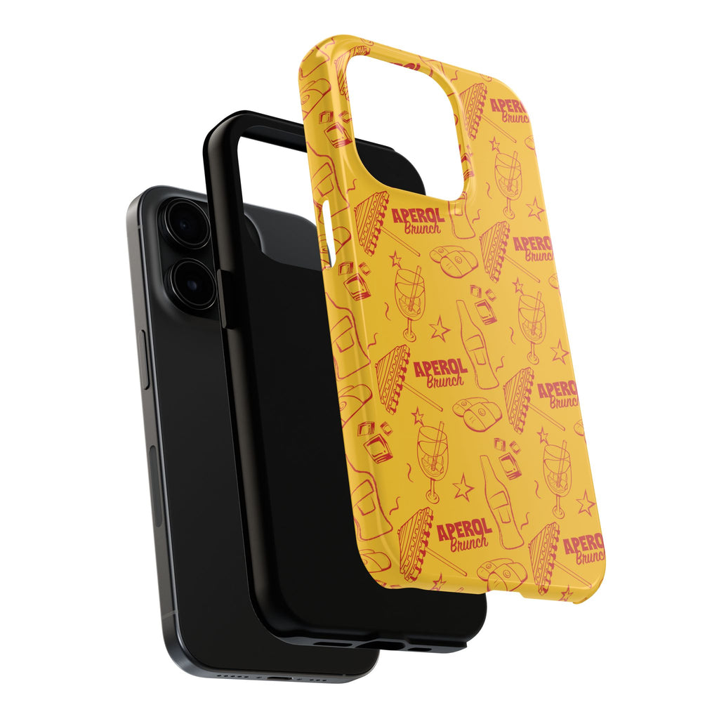 Aperol Brunch Tough Phone Case — Yellow Cocktail Patterned Protective Cover