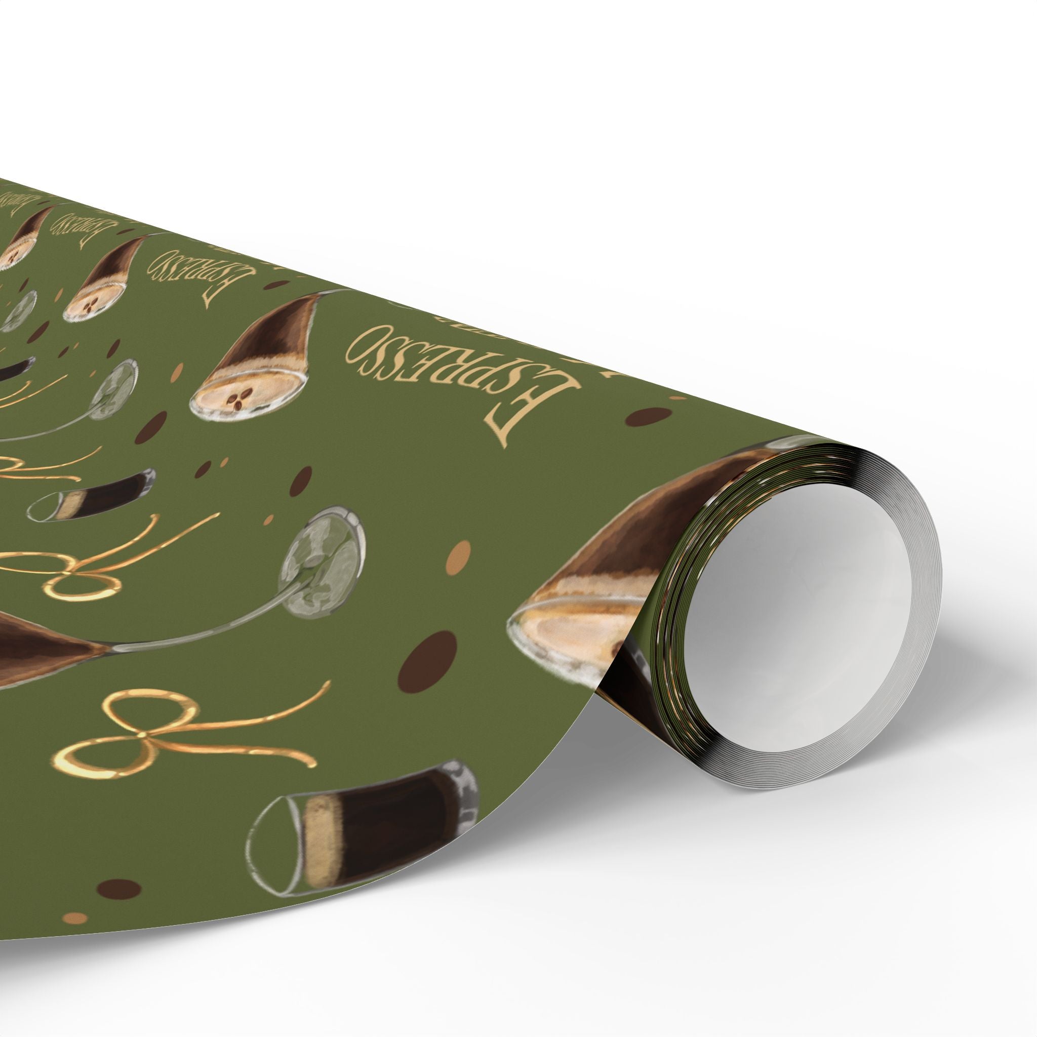 Espresso Martini Wrapping Paper Roll — Olive Green Espresso Collection Inspired Design