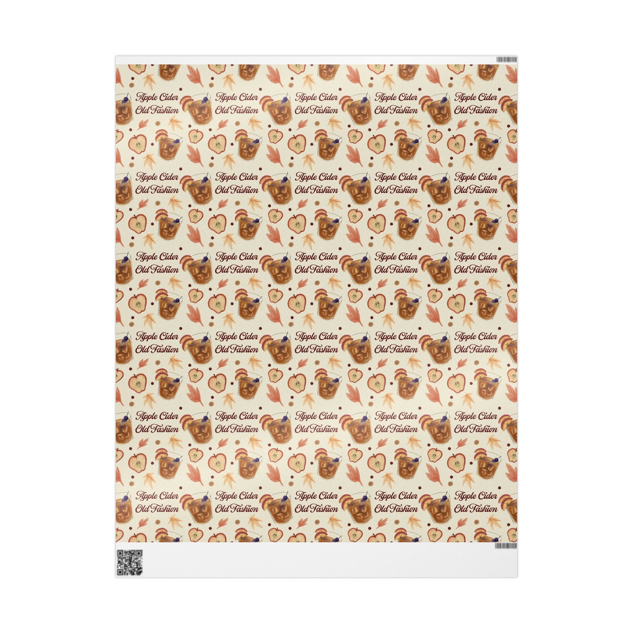 Apple Cider Old Fashioned Wrapping Paper Roll — Beige Apple Cider Collection Inspired Design