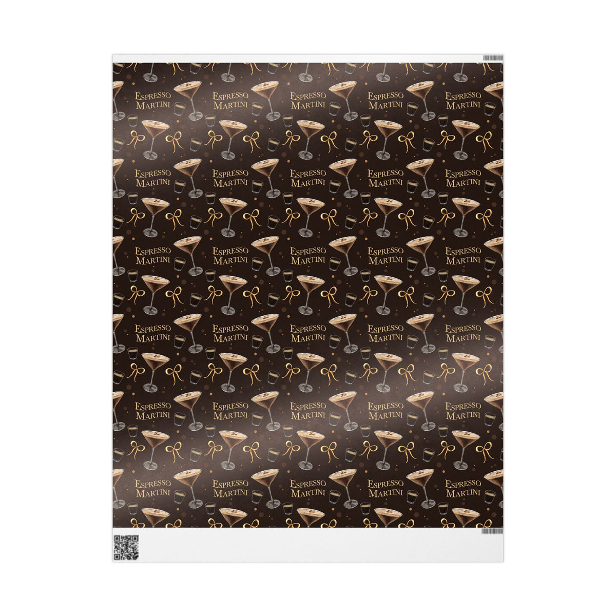 Espresso Martini Wrapping Paper Roll — Dark Brown Espresso Collection Inspired Design