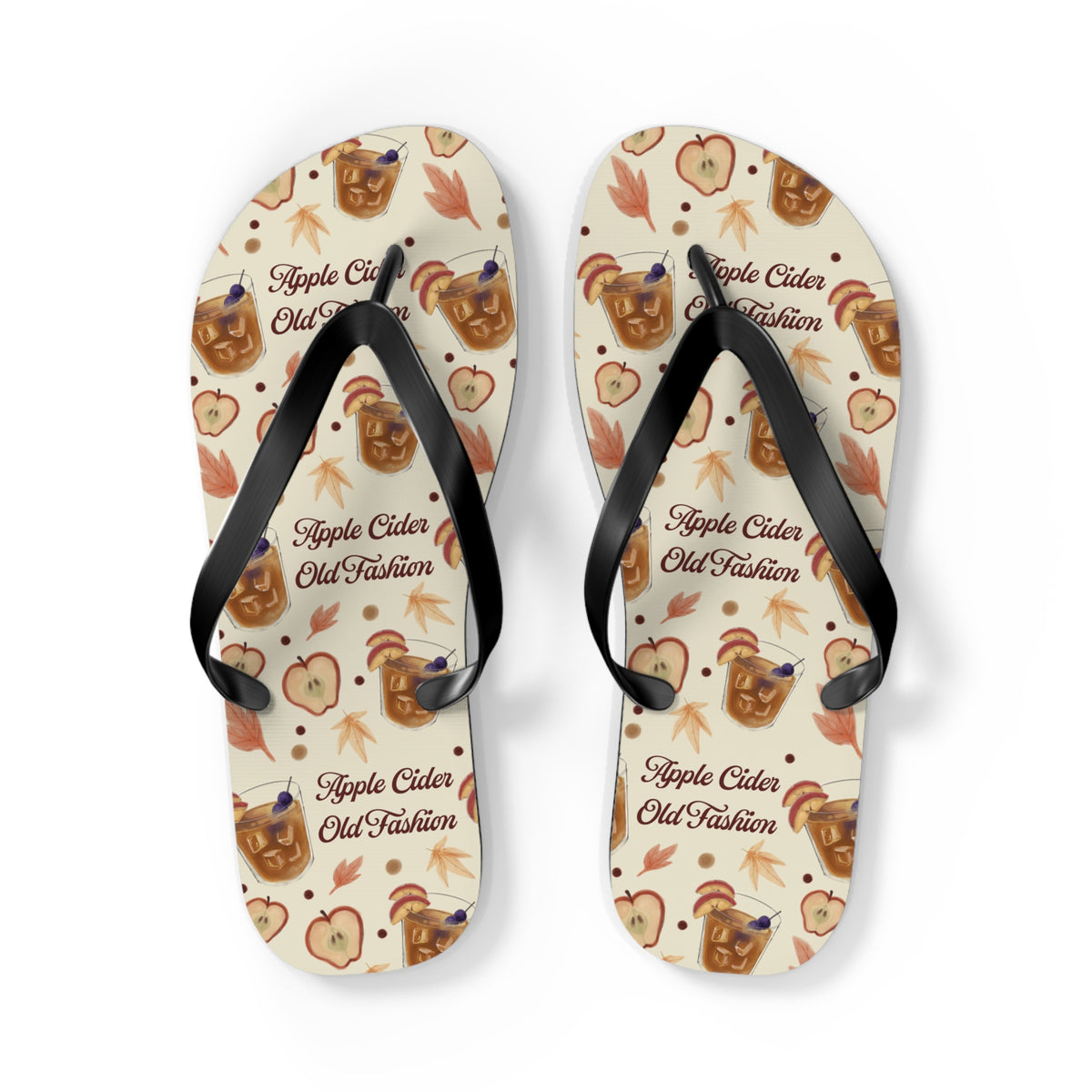 Apple Cider Old Fashioned Flip Flops — Beige Apple Cider Collection Inspired Design