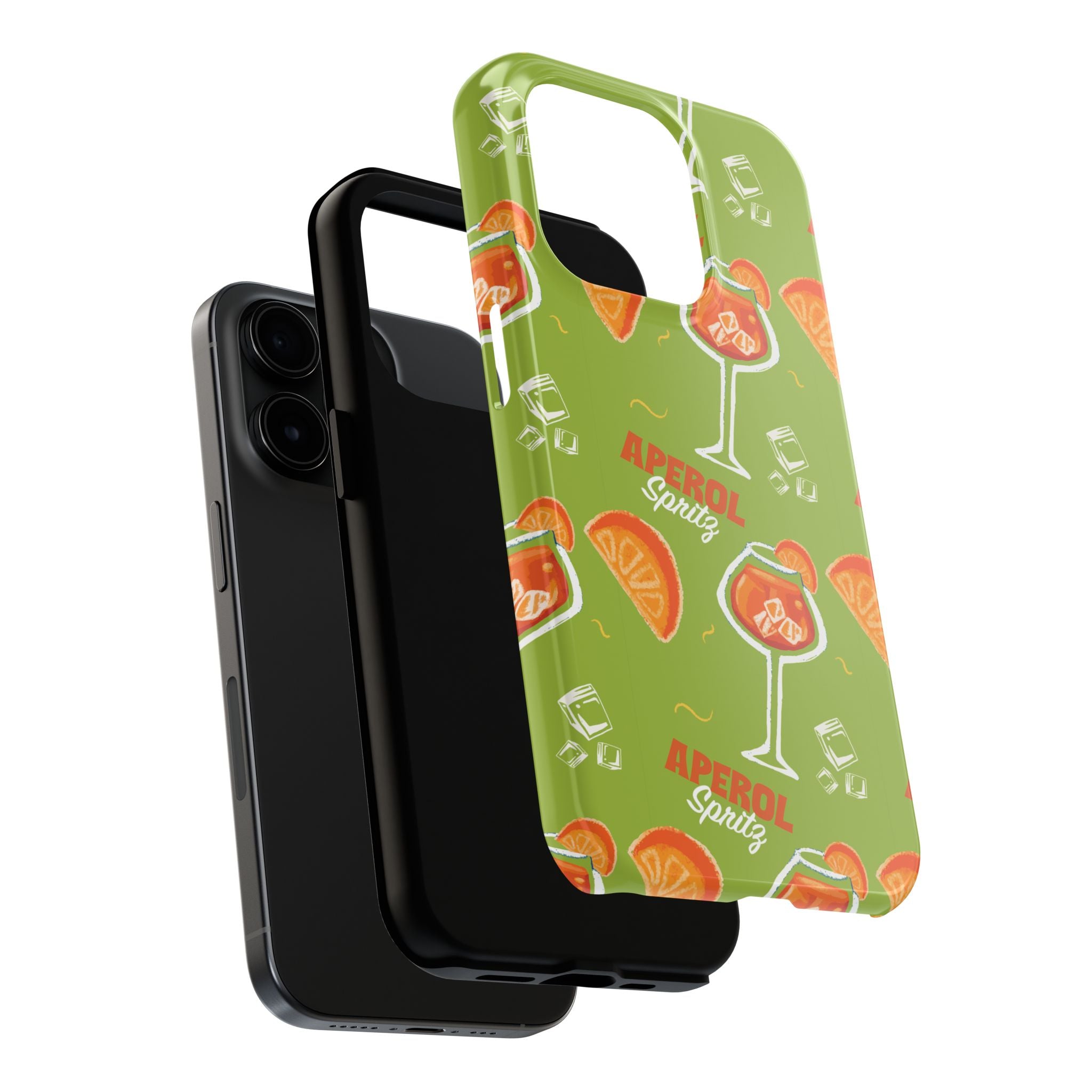 Aperol Spritz Tough Phone Case — Green Cocktail Pattern Phone Cover