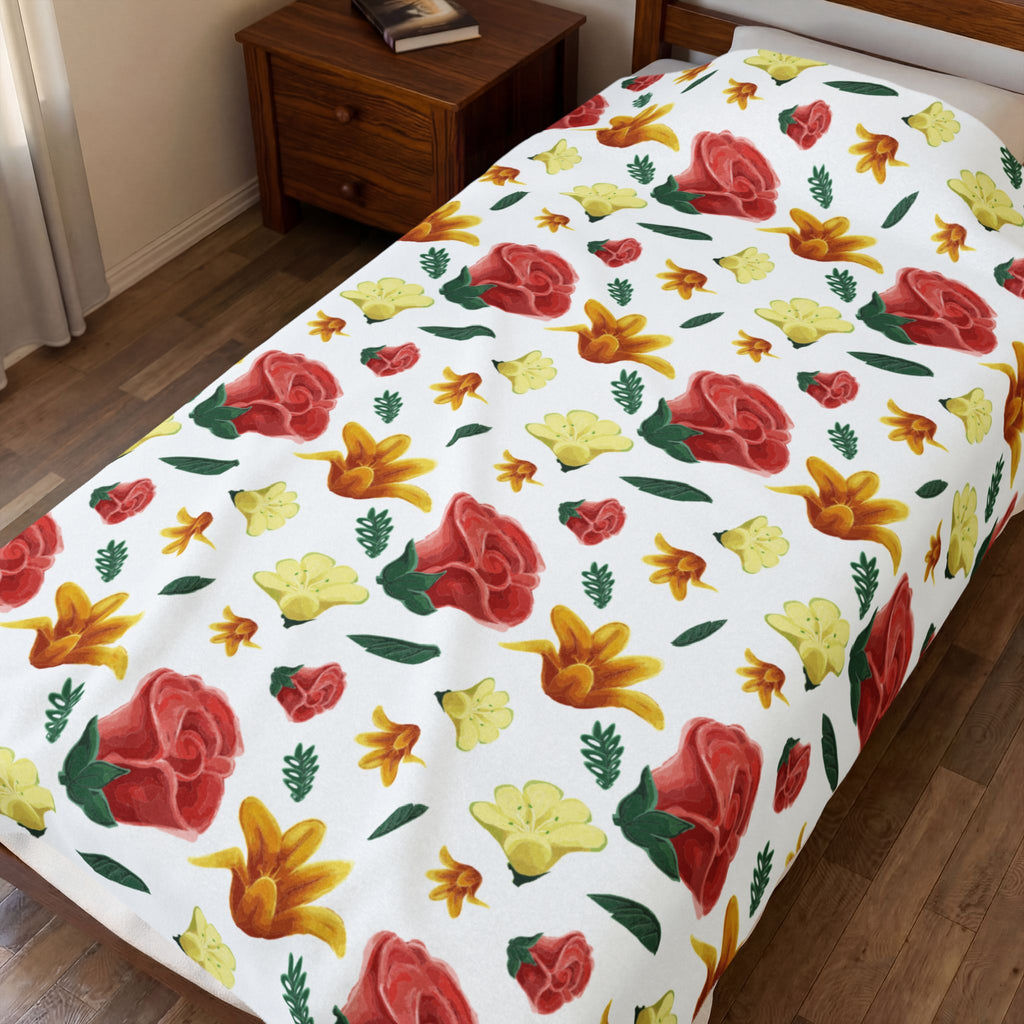Mother’s Day Floral Plush Blanket – Cozy Throw Blanket Gift for Mom | Botanical Floral Design