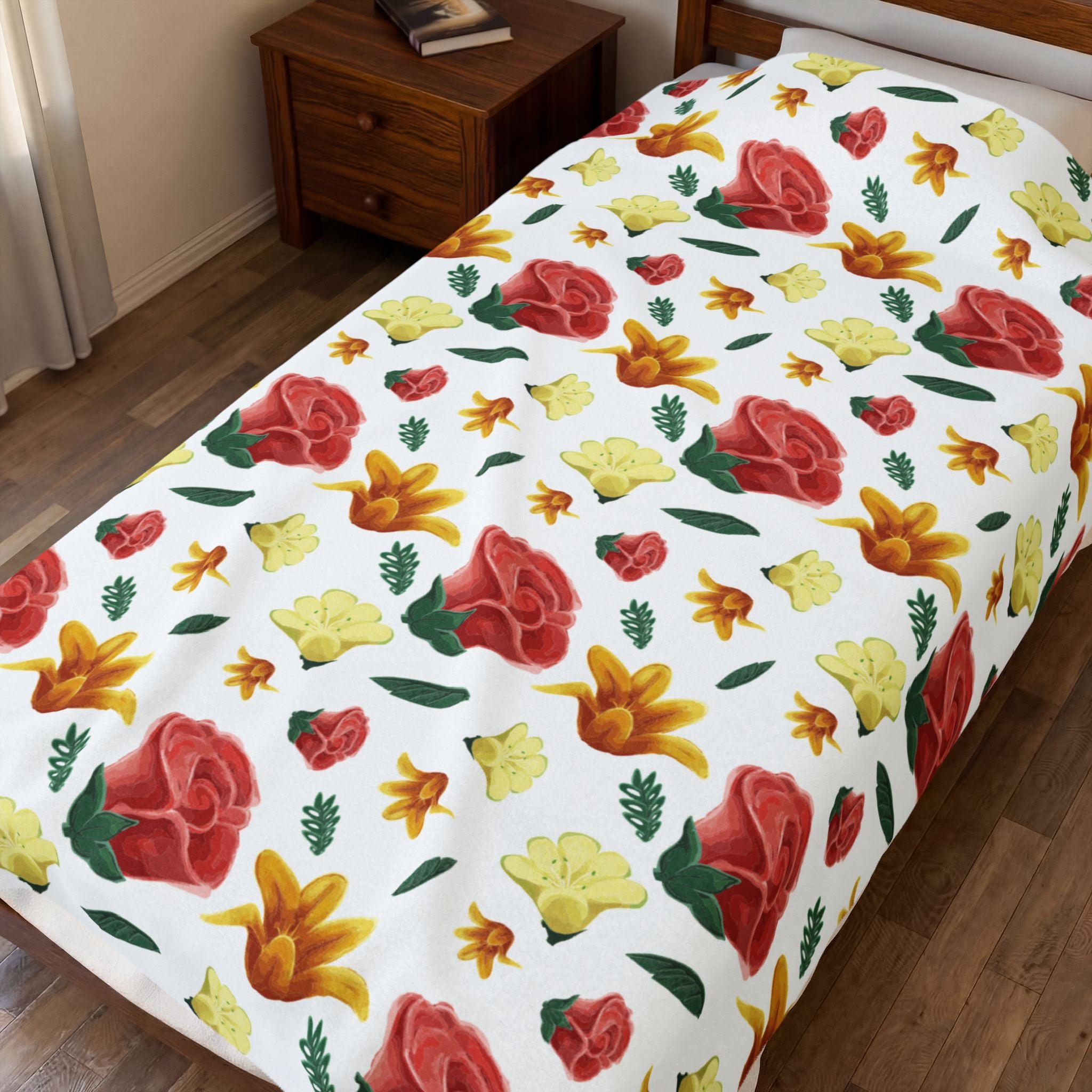 Mother’s Day Floral Plush Blanket – Cozy Throw Blanket Gift for Mom | Botanical Floral Design