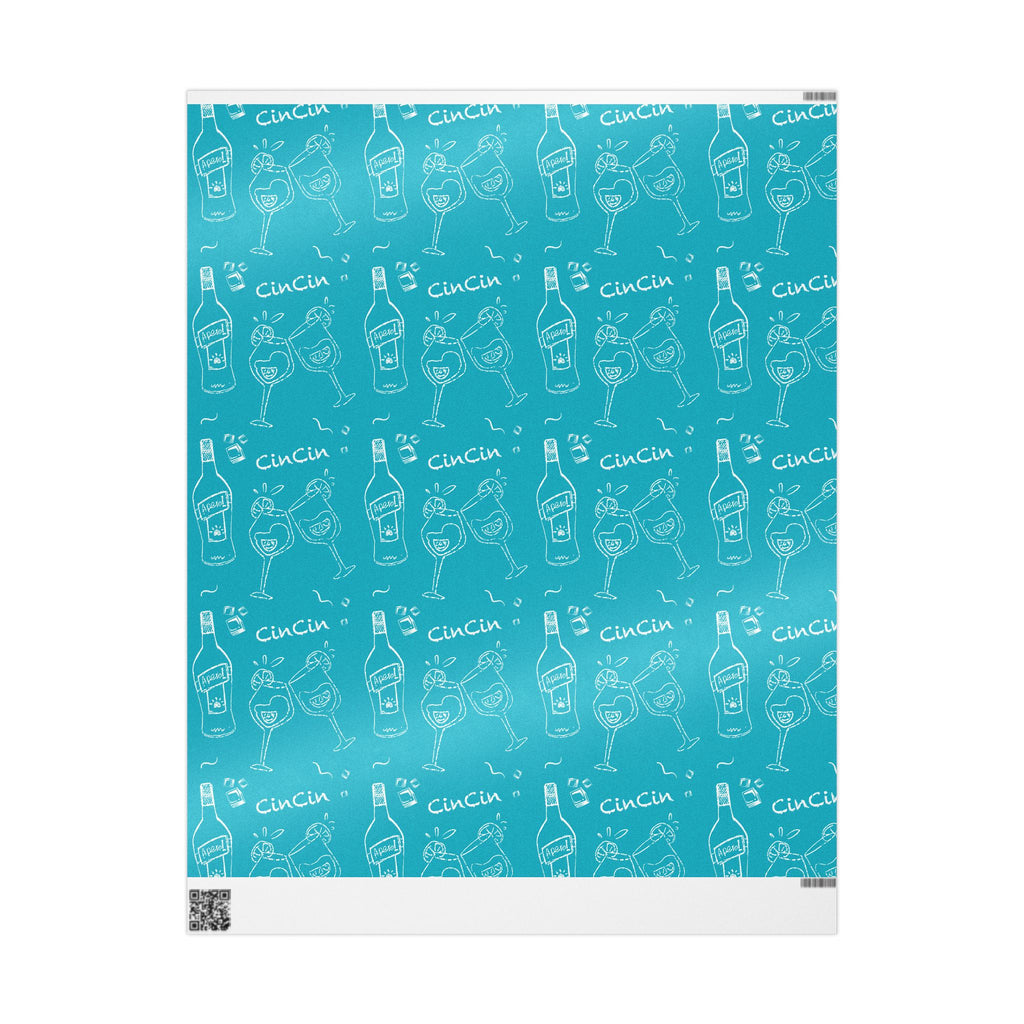 Cin Cin Peel Wrapping Paper Roll — Turquoise Cin Cin Brunch Collection Inspired Design