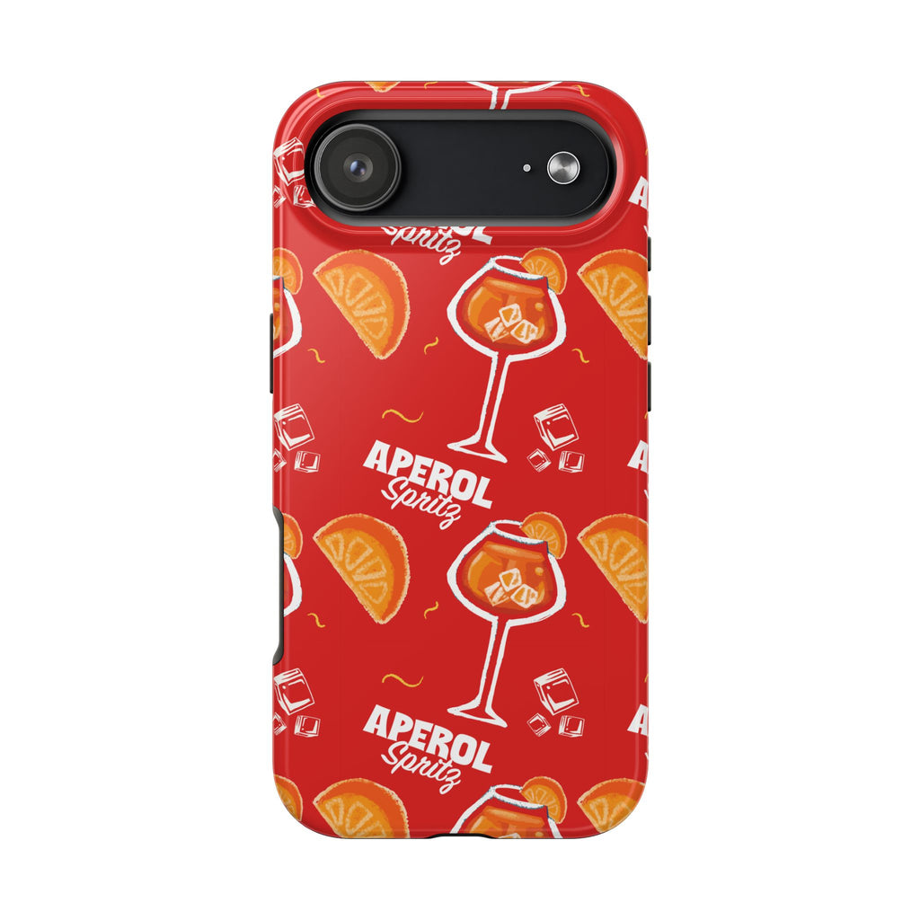 Aperol Spritz Tough Phone Case — Red Cocktail Pattern Protective Cover