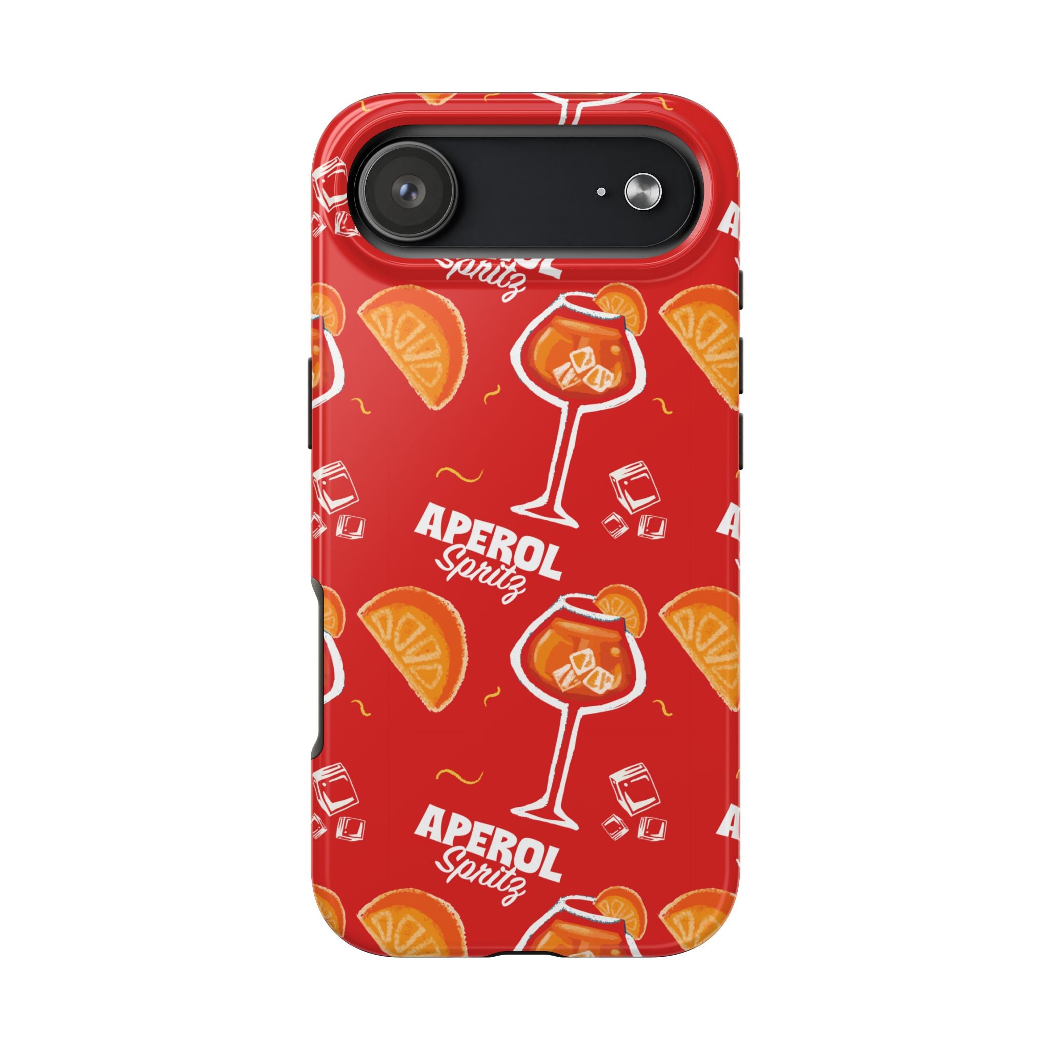 Aperol Spritz Tough Phone Case — Red Cocktail Pattern Protective Cover