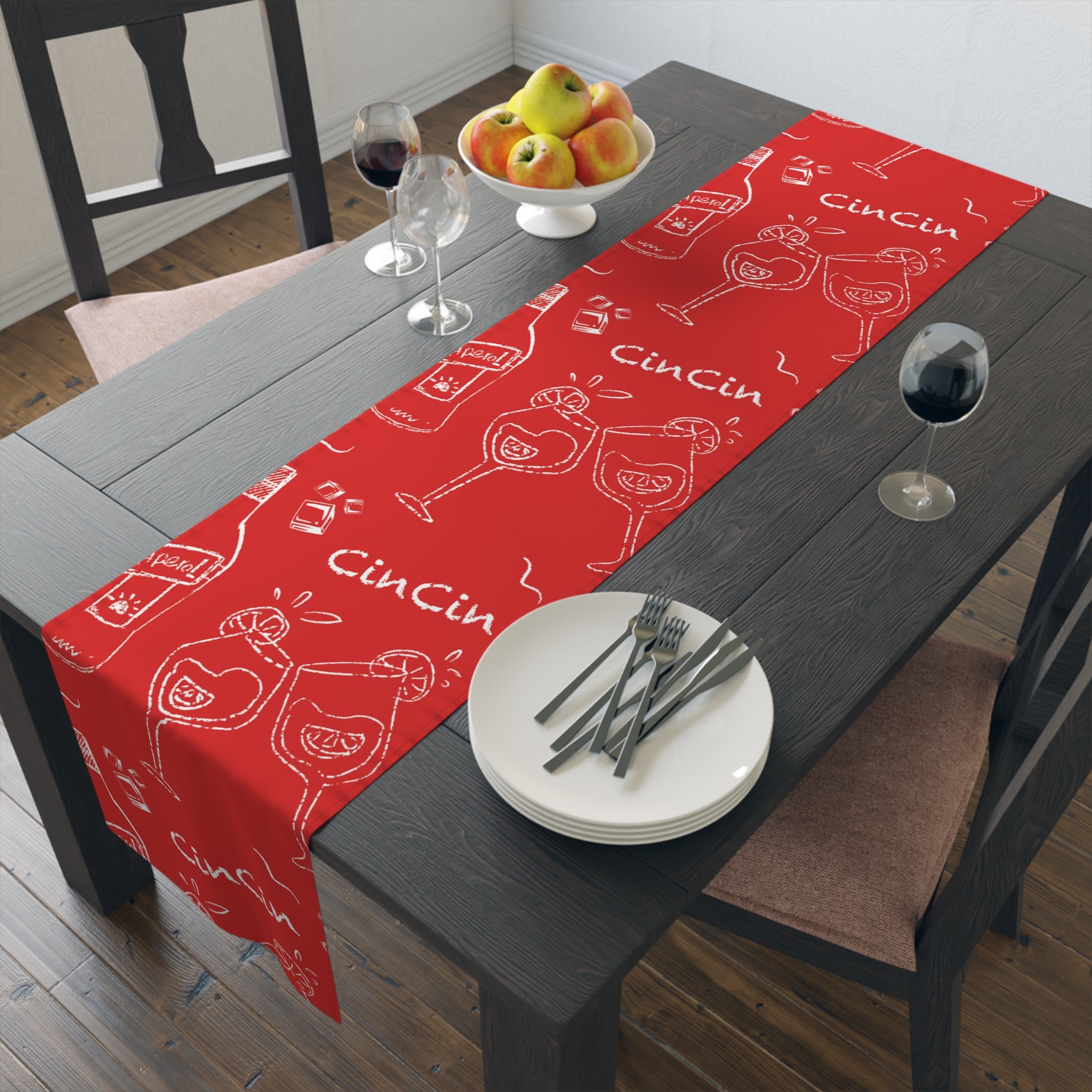 Cin Cin Table Runner — Red Cin Cin Collection Inspired Design
