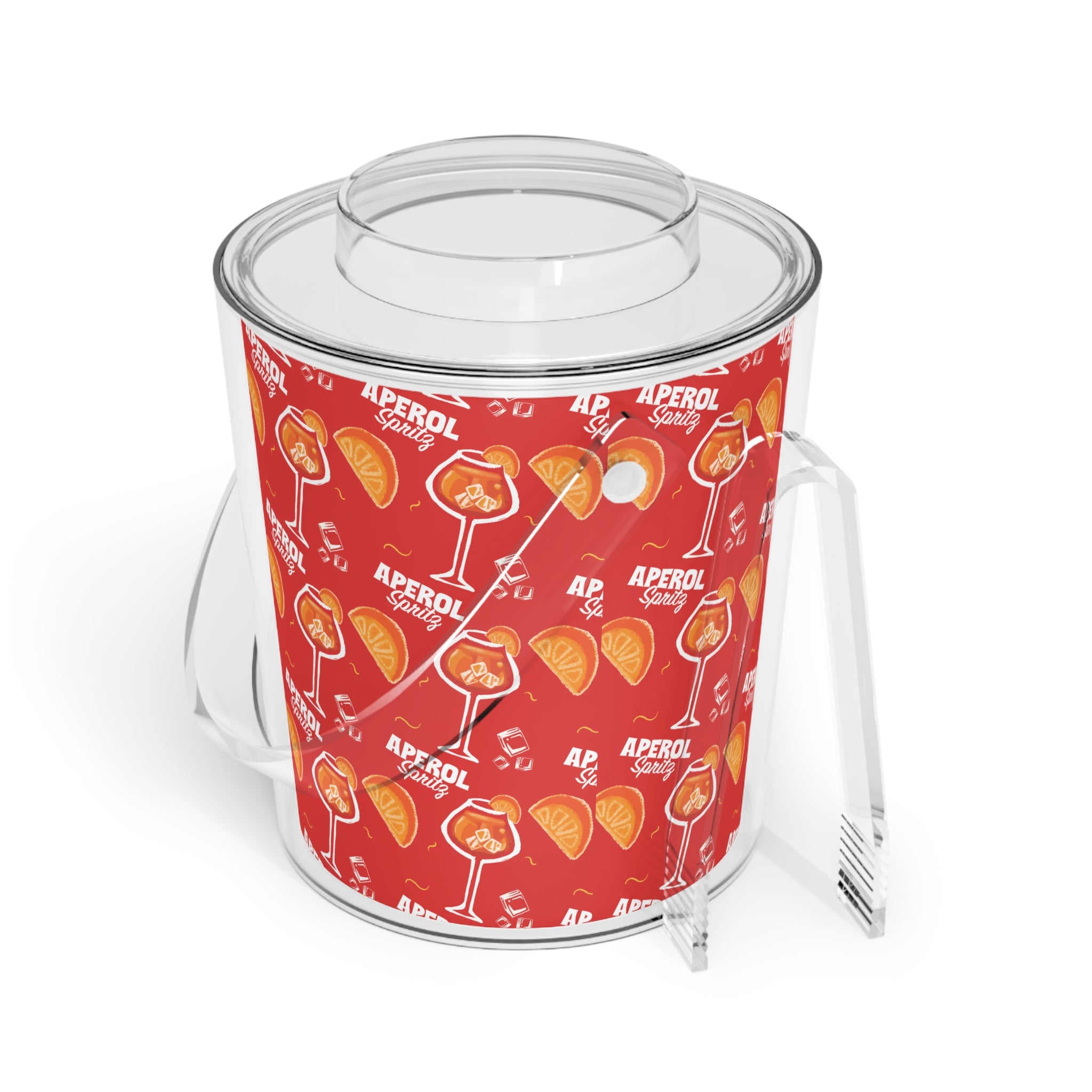 Aperol Spritz Ice Bucket with Tongs — Aperol Red Collection Inspired Design
