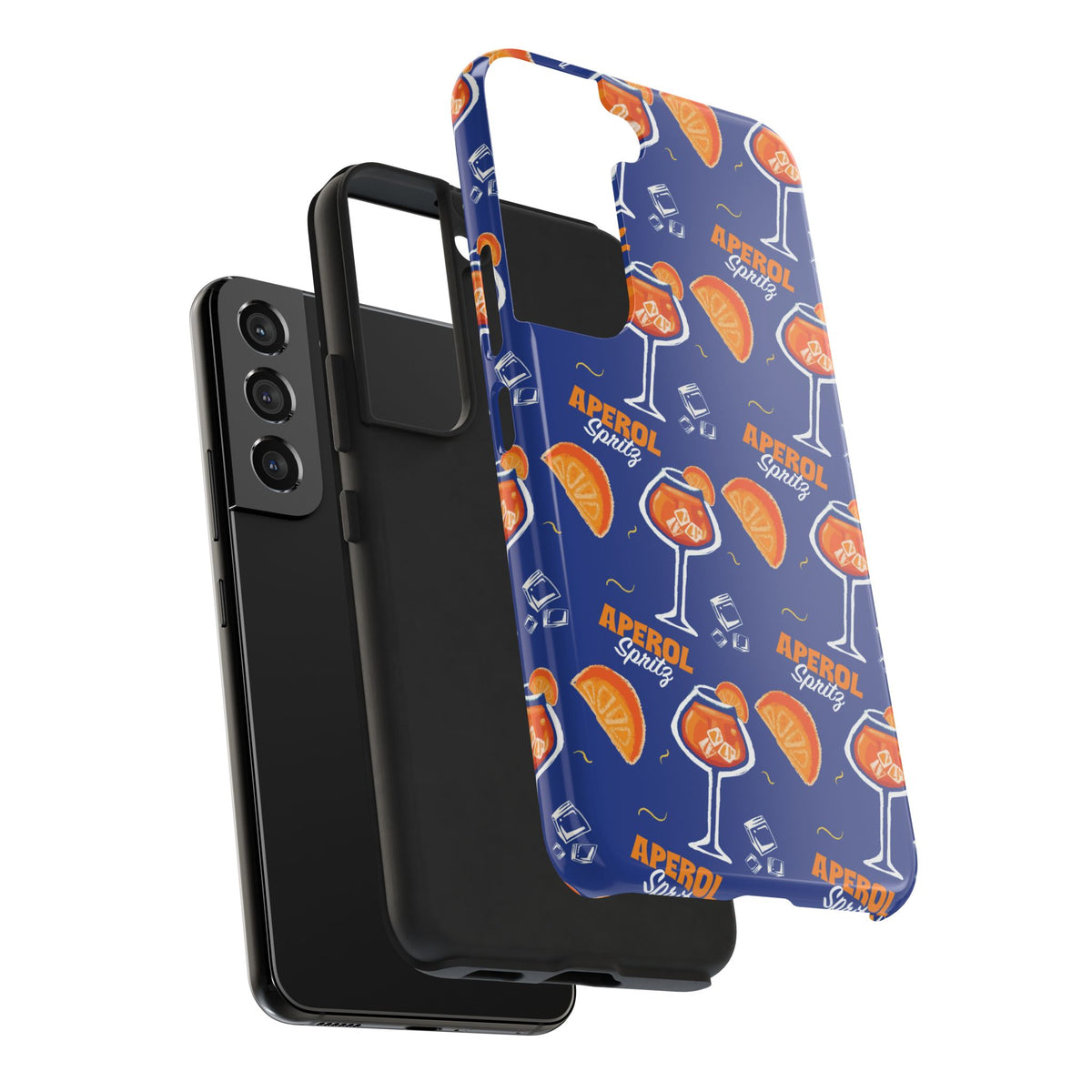 Aperol Spritz Tough Phone Case — Blue Cocktail Pattern Protective Cover