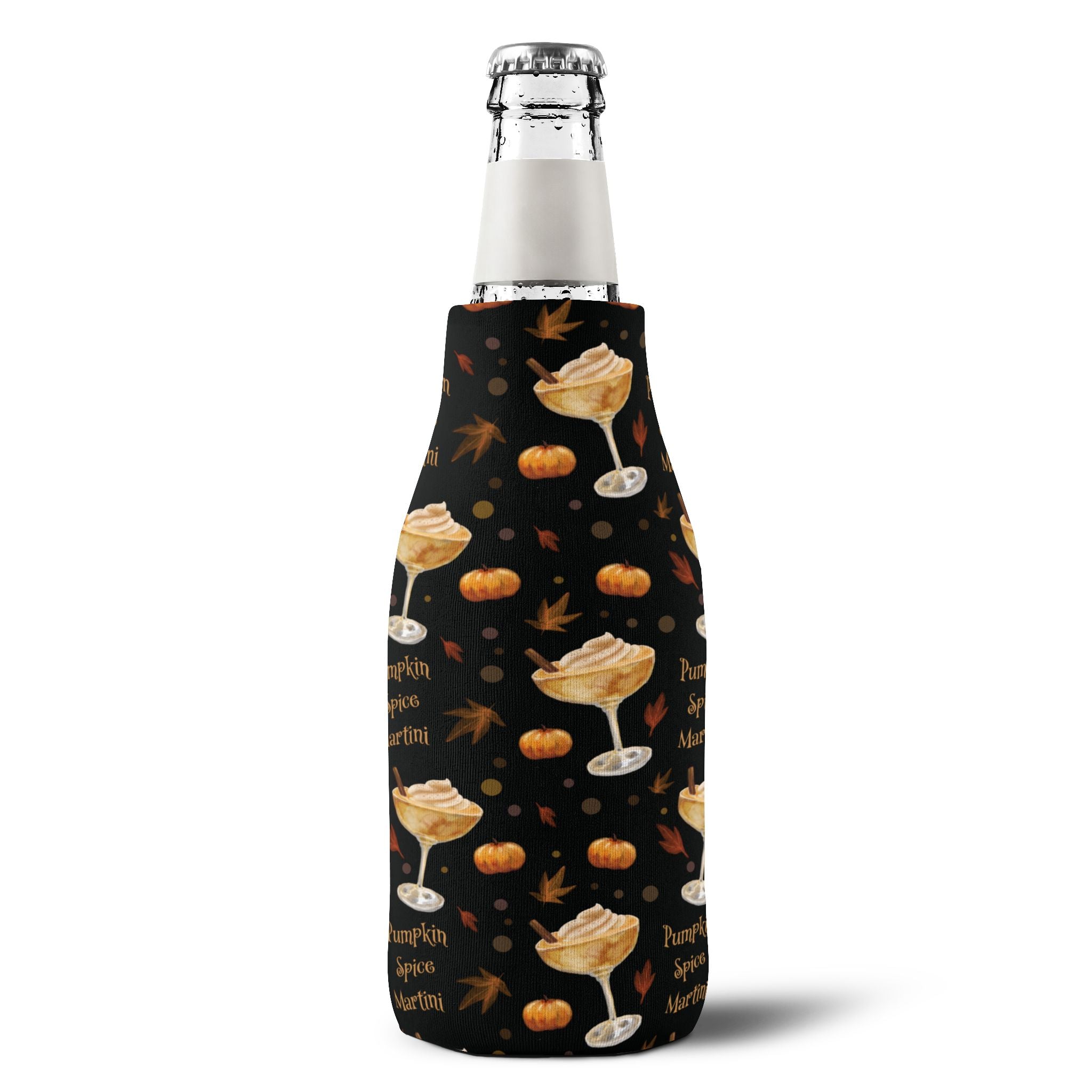 Pumpkin Spice Martini Zip-Up Bottle Cooler Sleeve — Black Pumpkin Collection Inspired Design