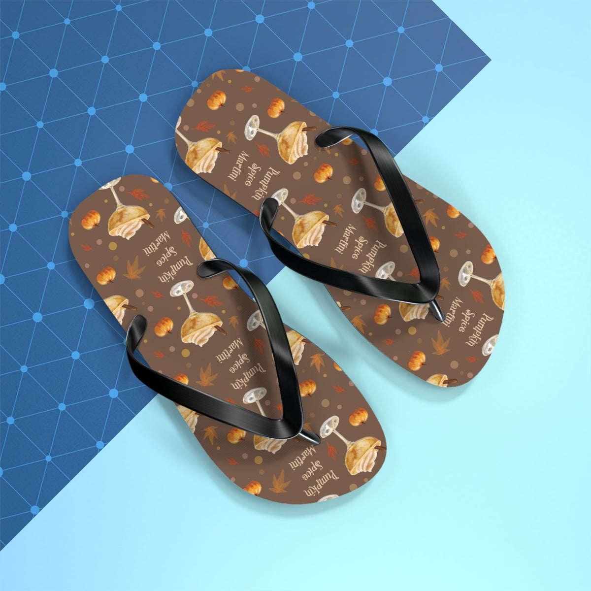 Pumpkin Spice Martini Flip Flops — Brown Pumpkin Collection Inspired Design
